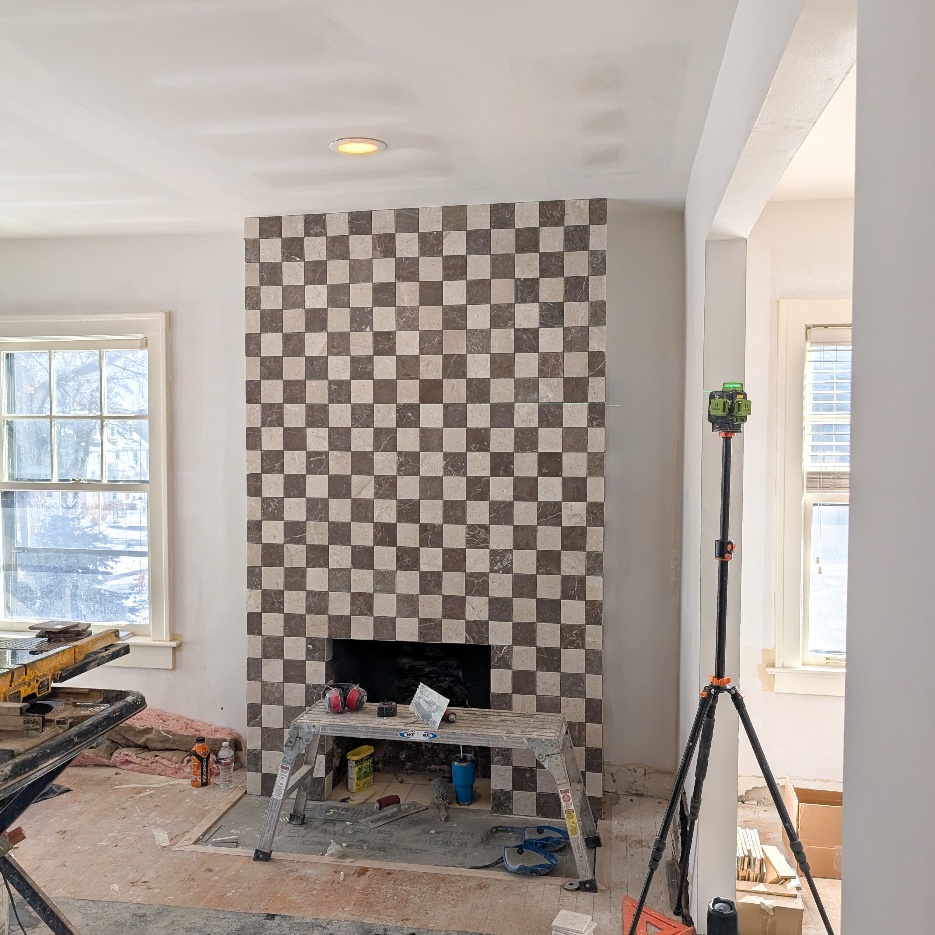 Sierra Limestone & Cafe Tenayo 4"x4" Checkered Tumbled marble - Castelli Marble