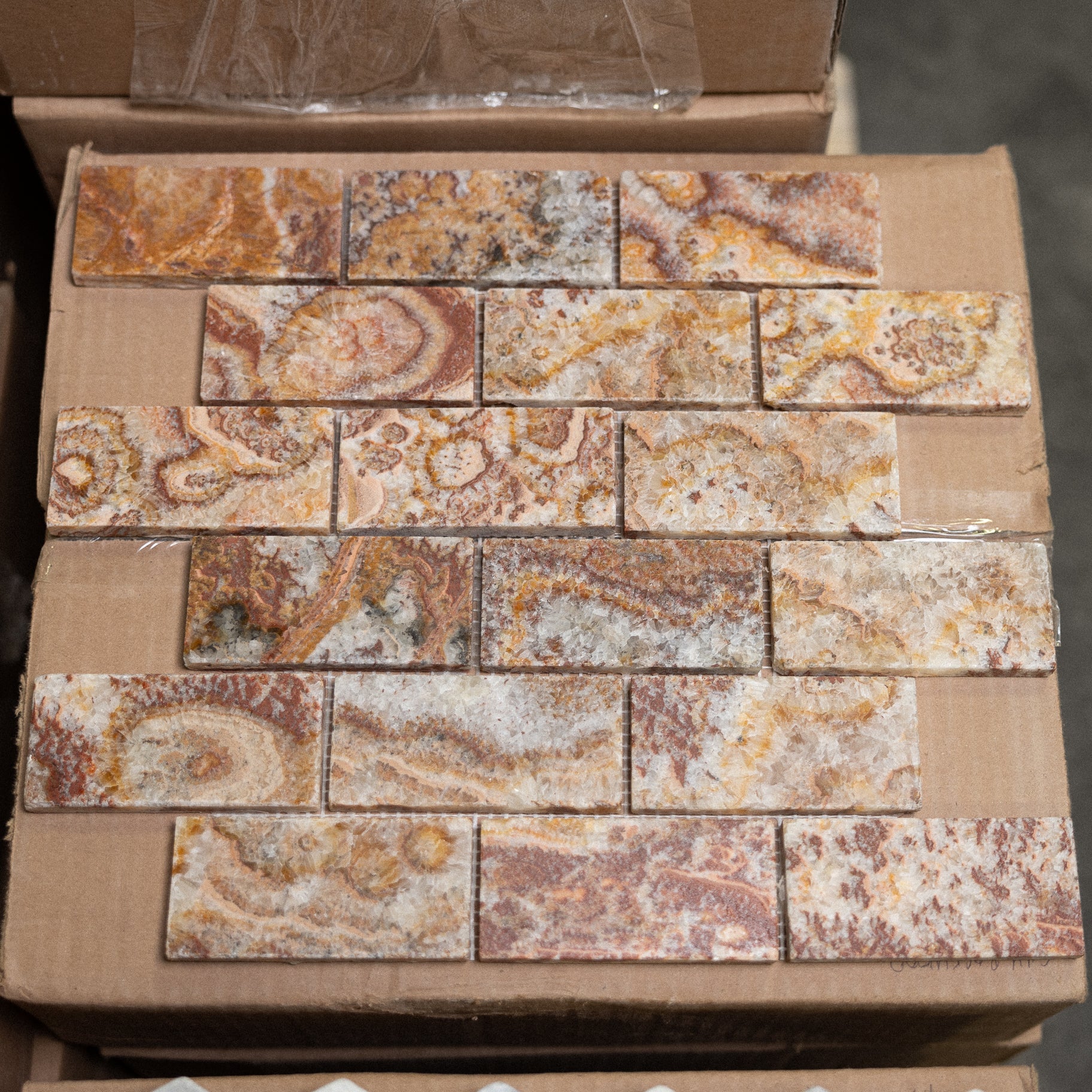 Red Crystal 2"x4" Brick Mosaic - Castelli Marble