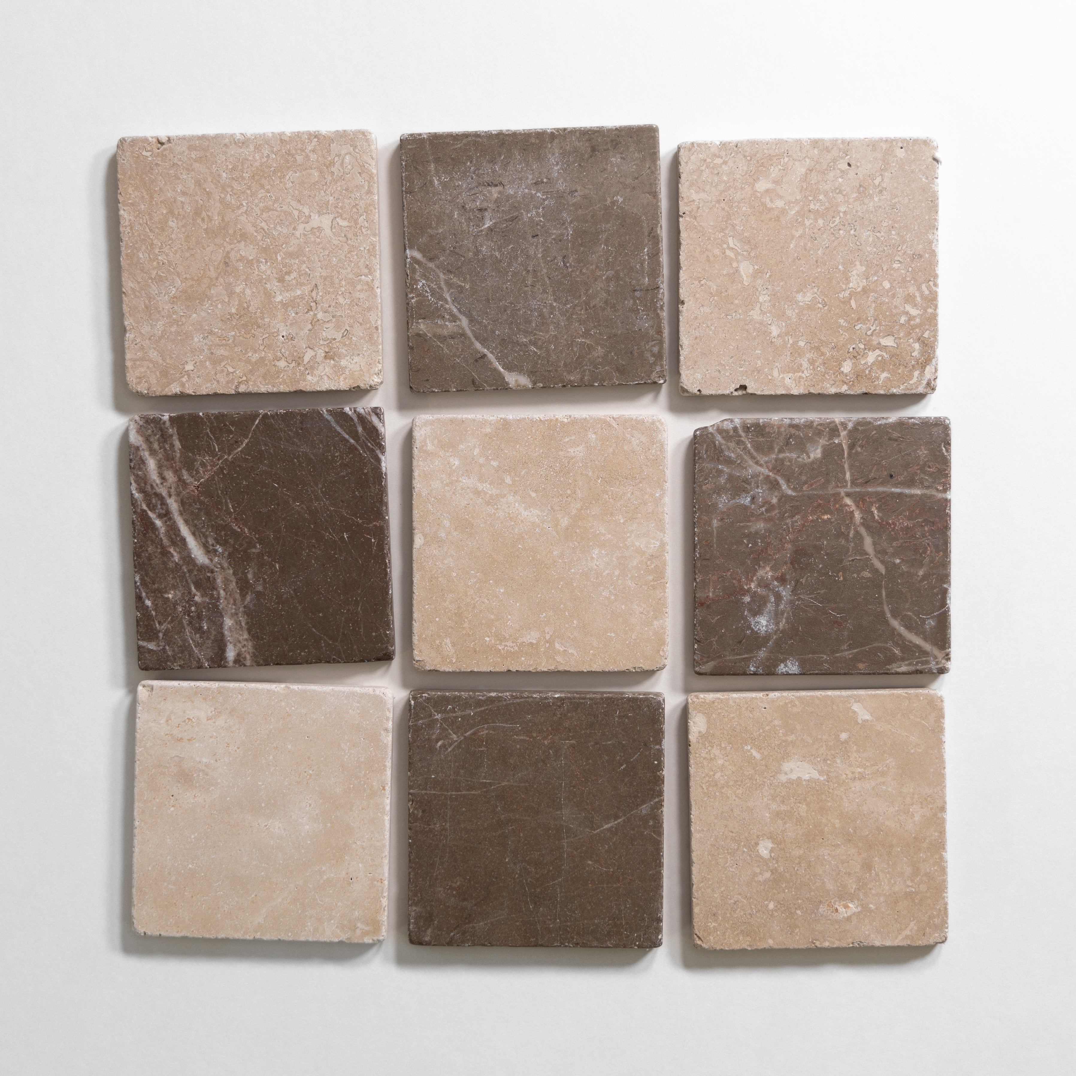 Durango & Cafe Tenayo 4"x4" Checkered Tumbled marble - Castelli Marble