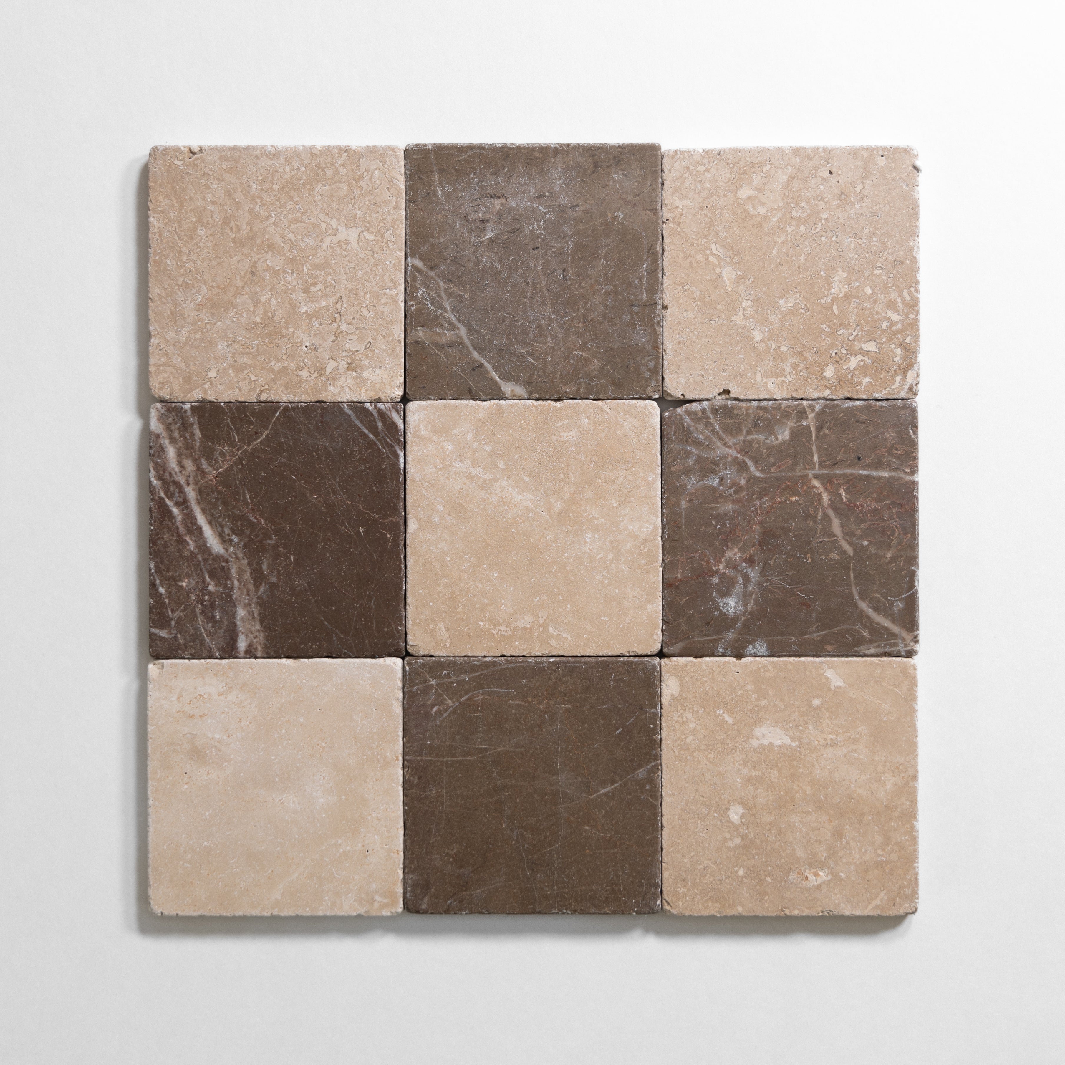 Durango & Cafe Tenayo 4"x4" Checkered Tumbled marble - Castelli Marble