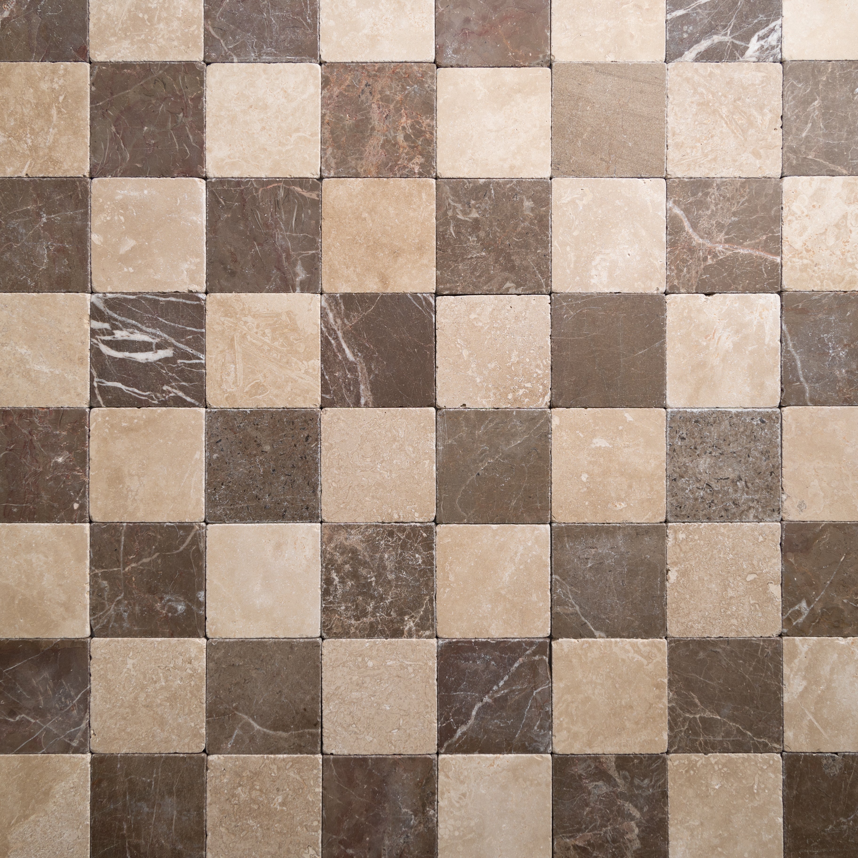 Durango & Cafe Tenayo 4"x4" Checkered Tumbled marble - Castelli Marble