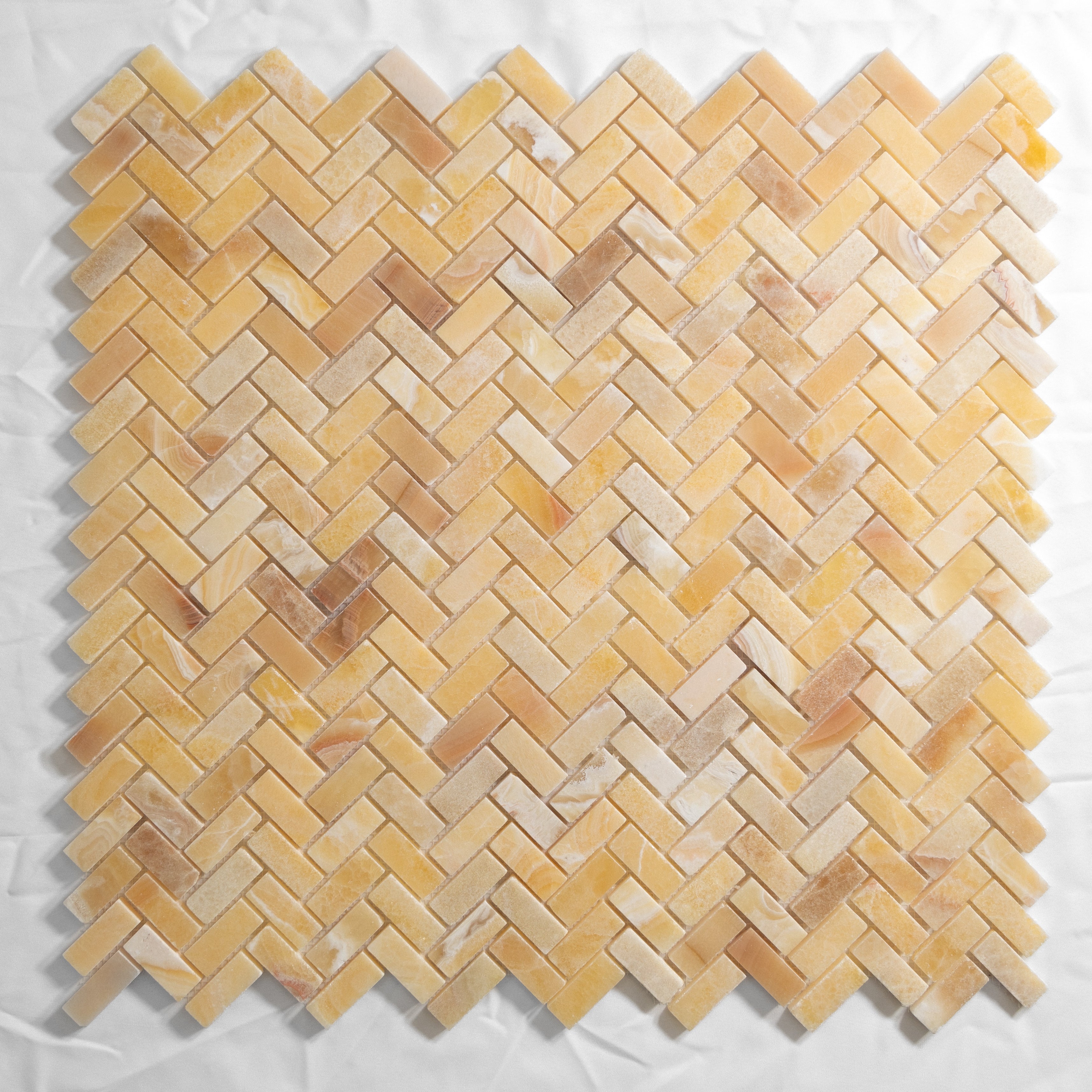 Honey Onyx Mini Herringbone - Castelli Marble