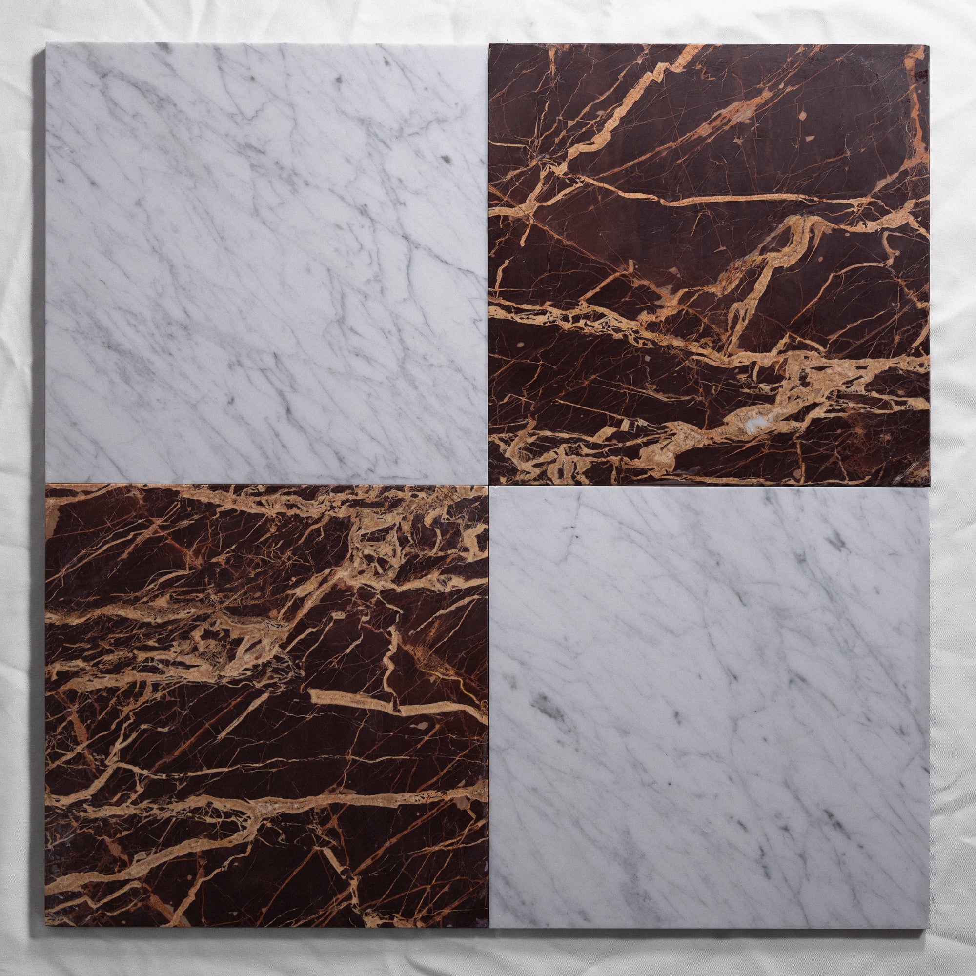 Red Bordeaux & Carrara 12"x12"