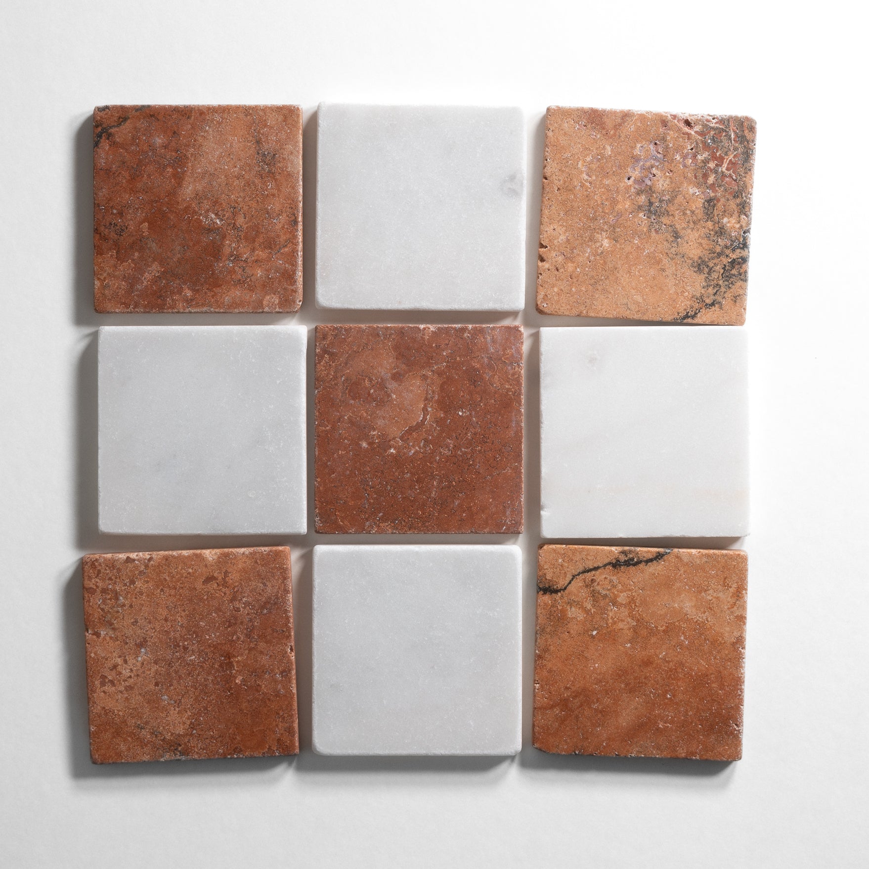 Red Limestone & Bianco 4"x4" Tumbled