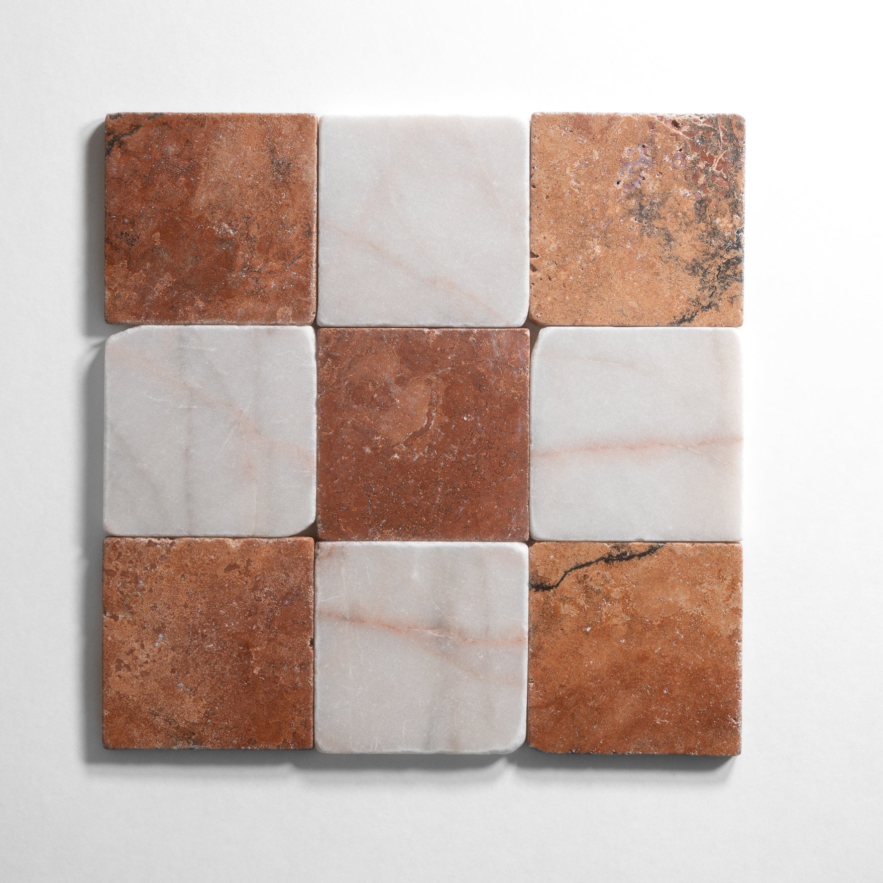 Red Limestone & White #7 4"x4" Tumbled