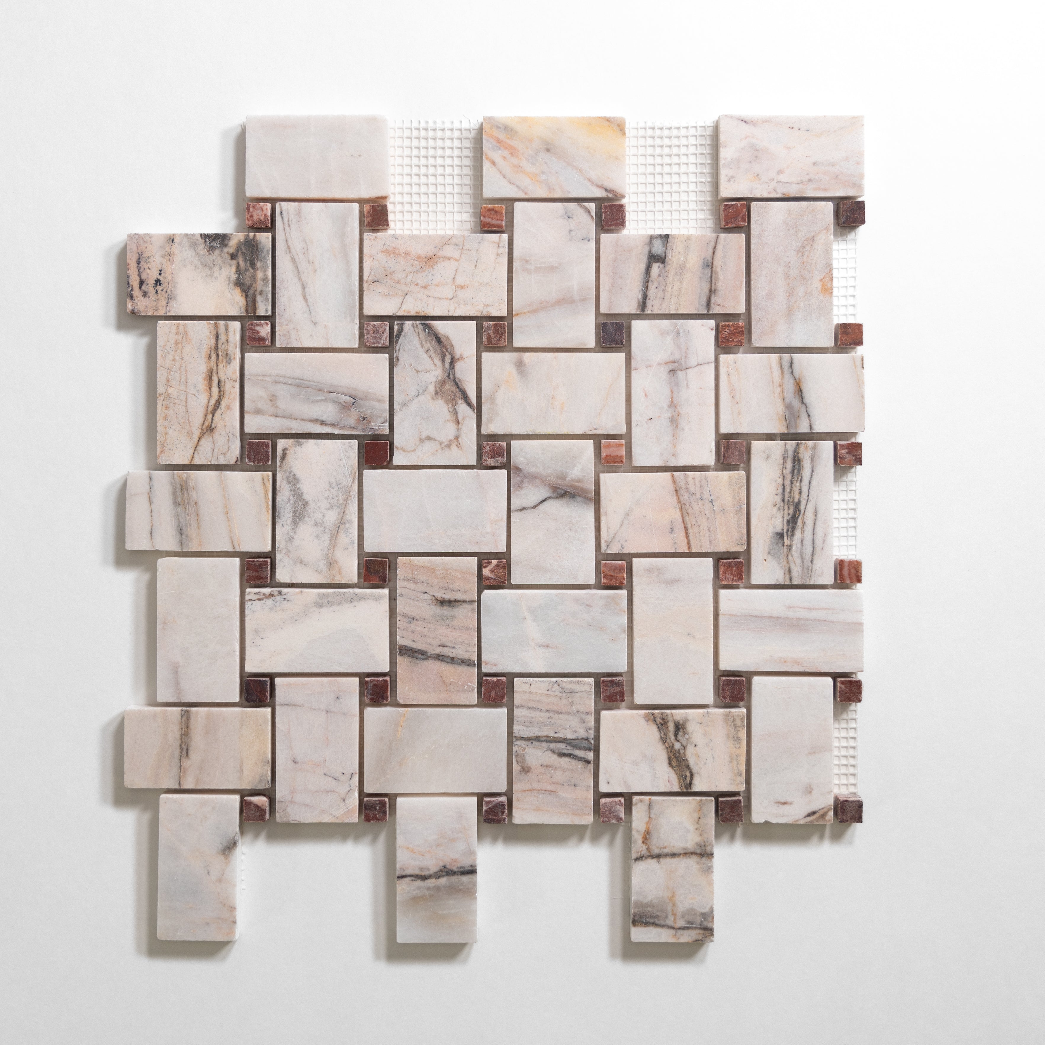 Rosewood & Red Onyx Basketweave - Castelli Marble