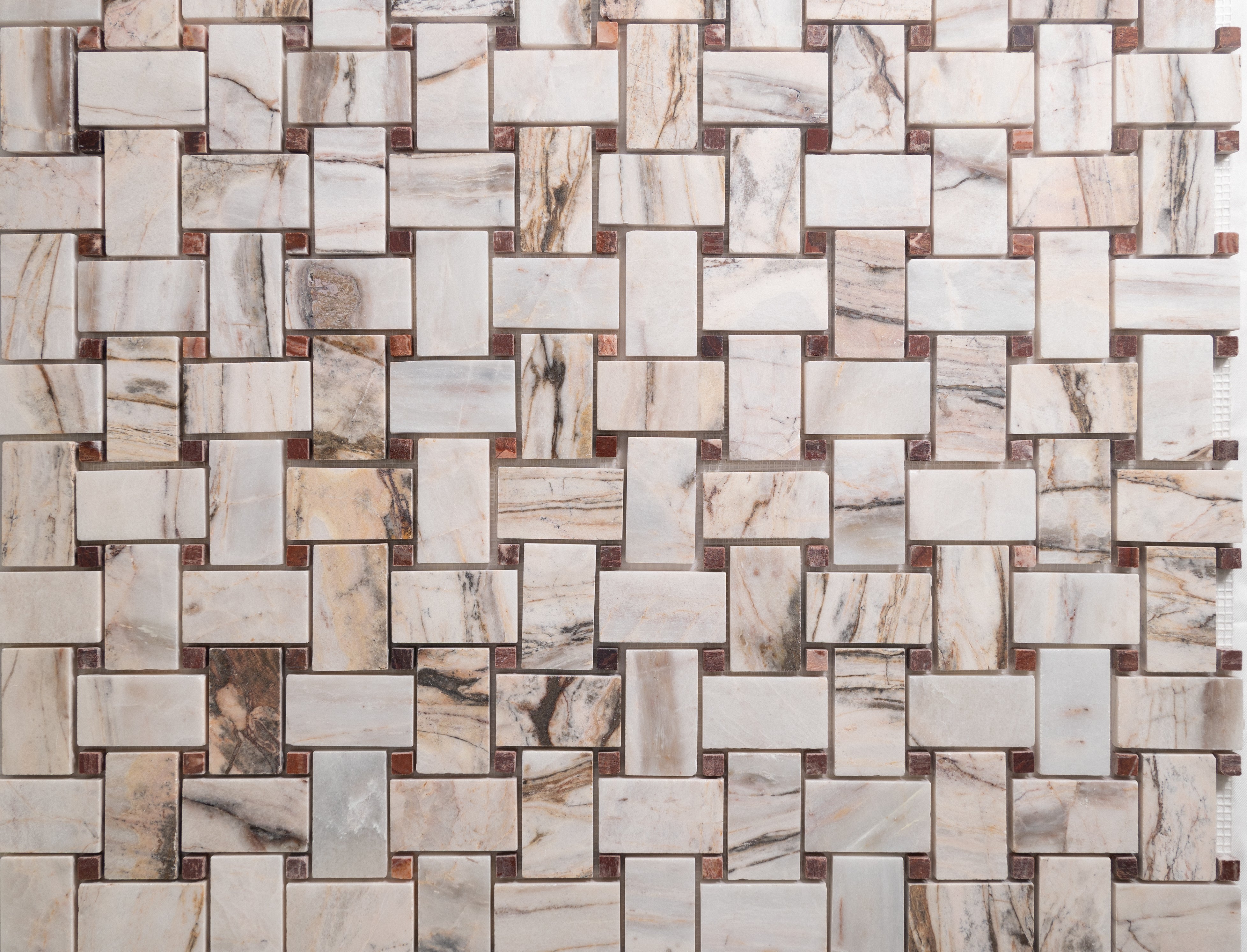 Rosewood & Red Onyx Basketweave - Castelli Marble