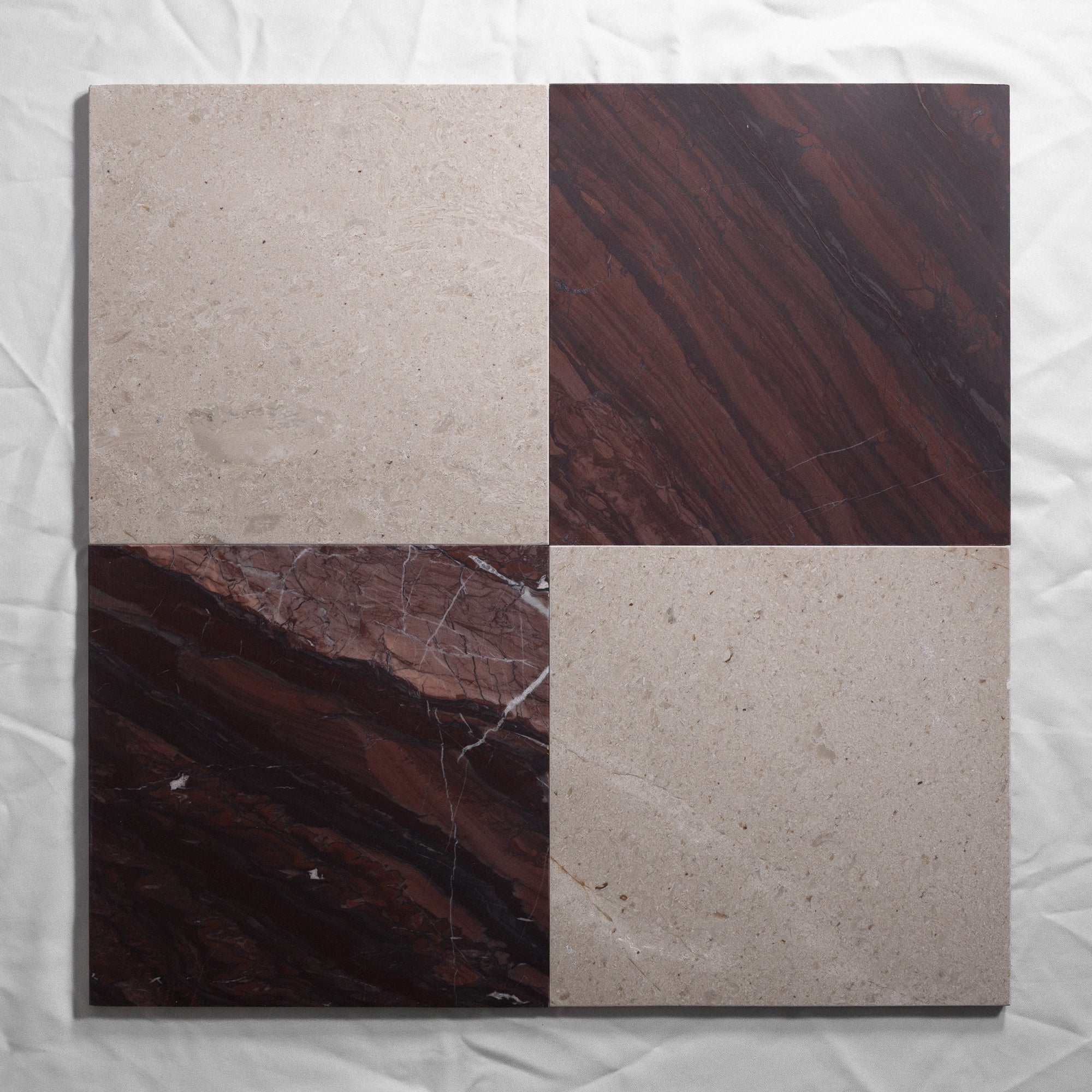 Rosso Elba & Sierra Limestone 12"x12"