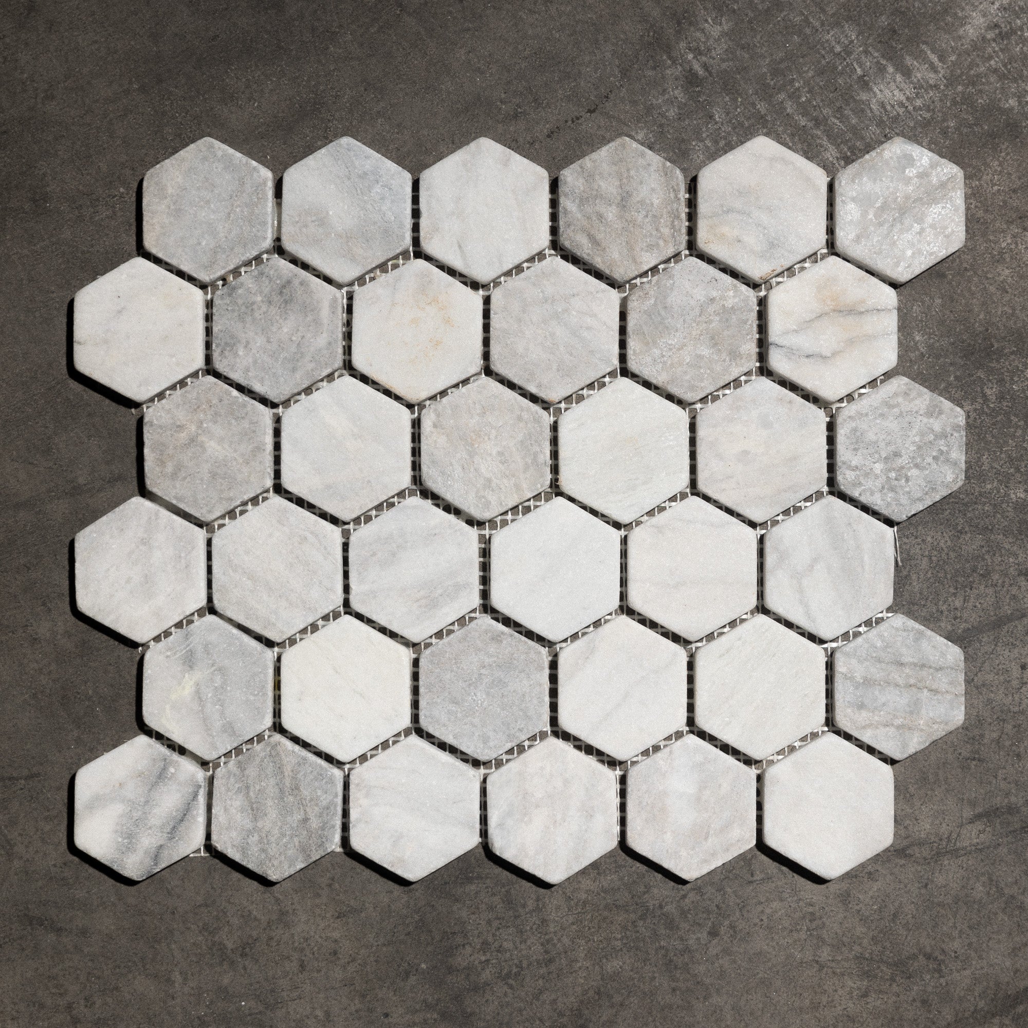 Silver Mist Tumbled 2" Hexagon