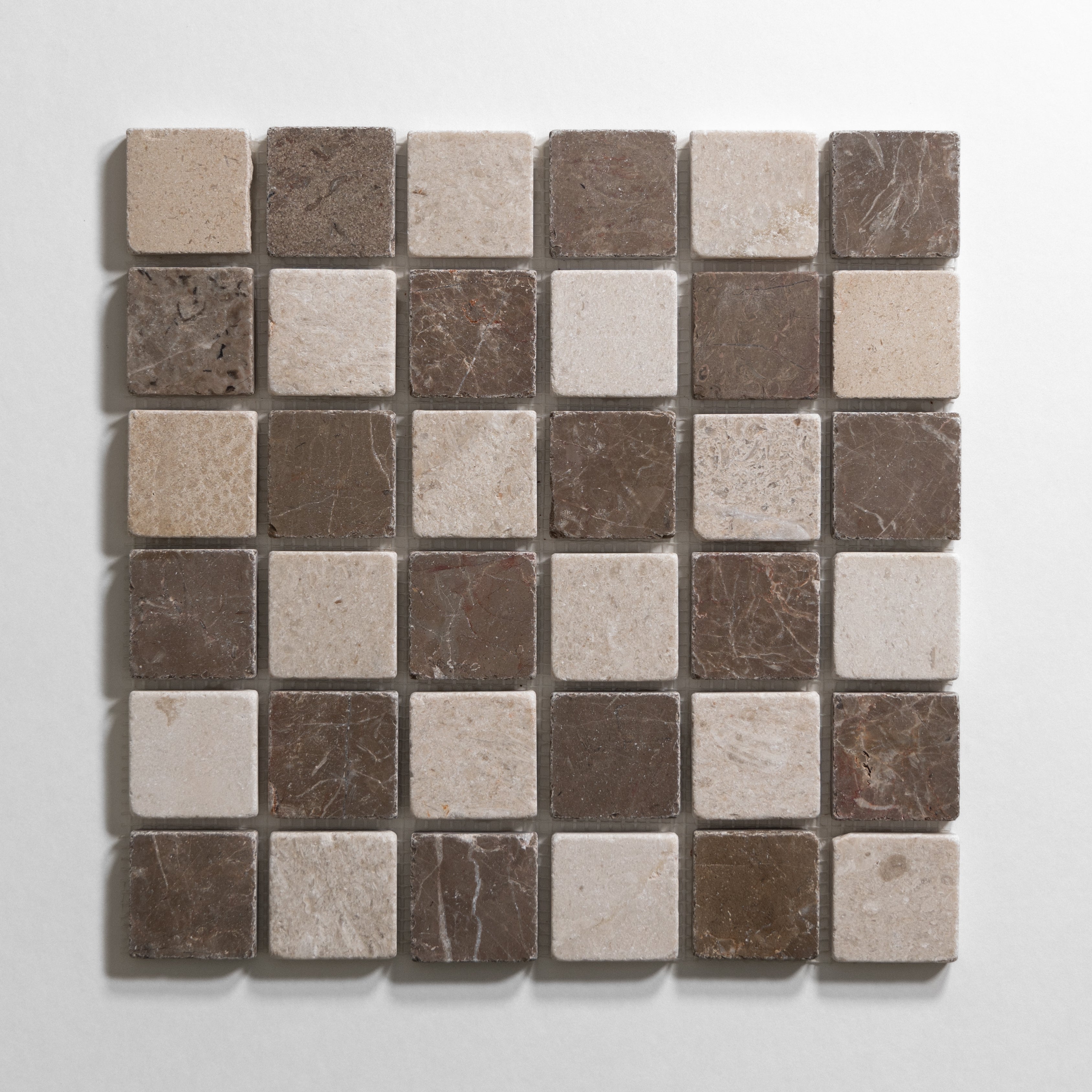 Sierra Limestone & Cafe Tenayo 2"x2" Checkered Tumbled Mosaic