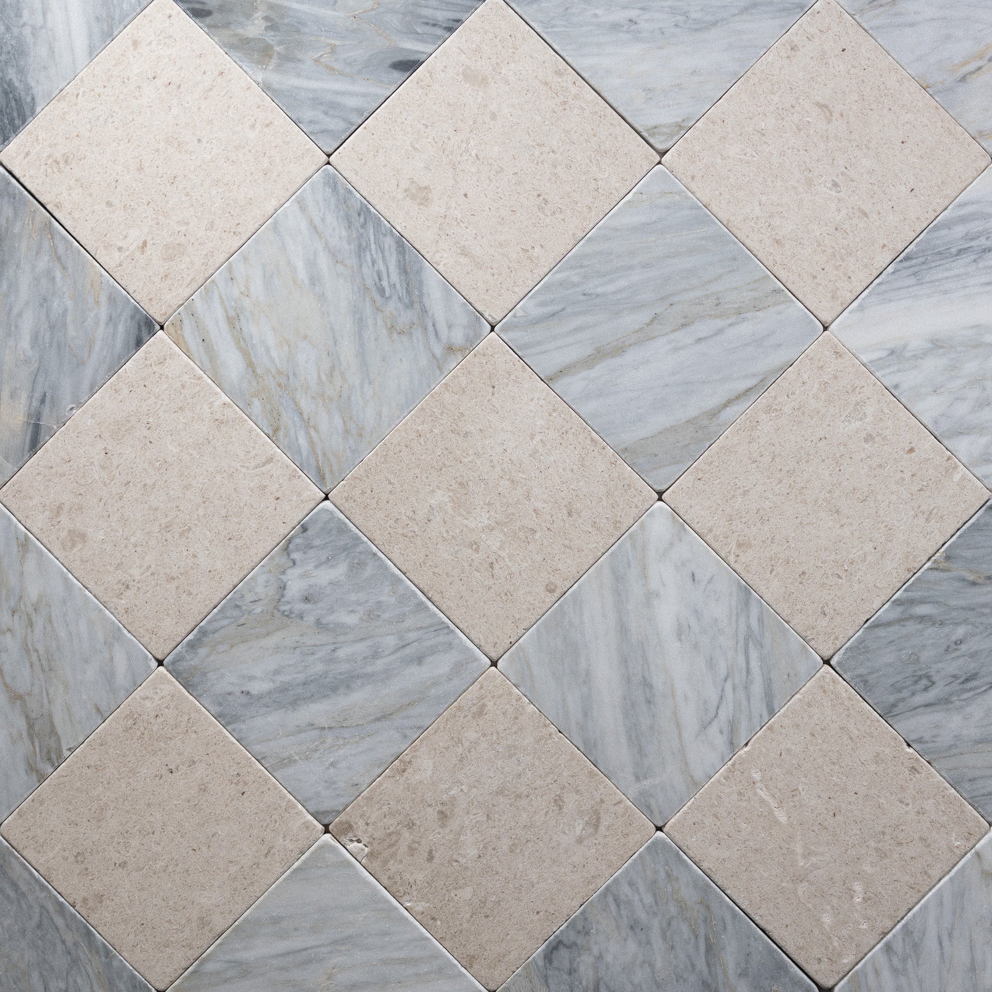 Calacatta Bluette & Sierra Limestone 6"x6"