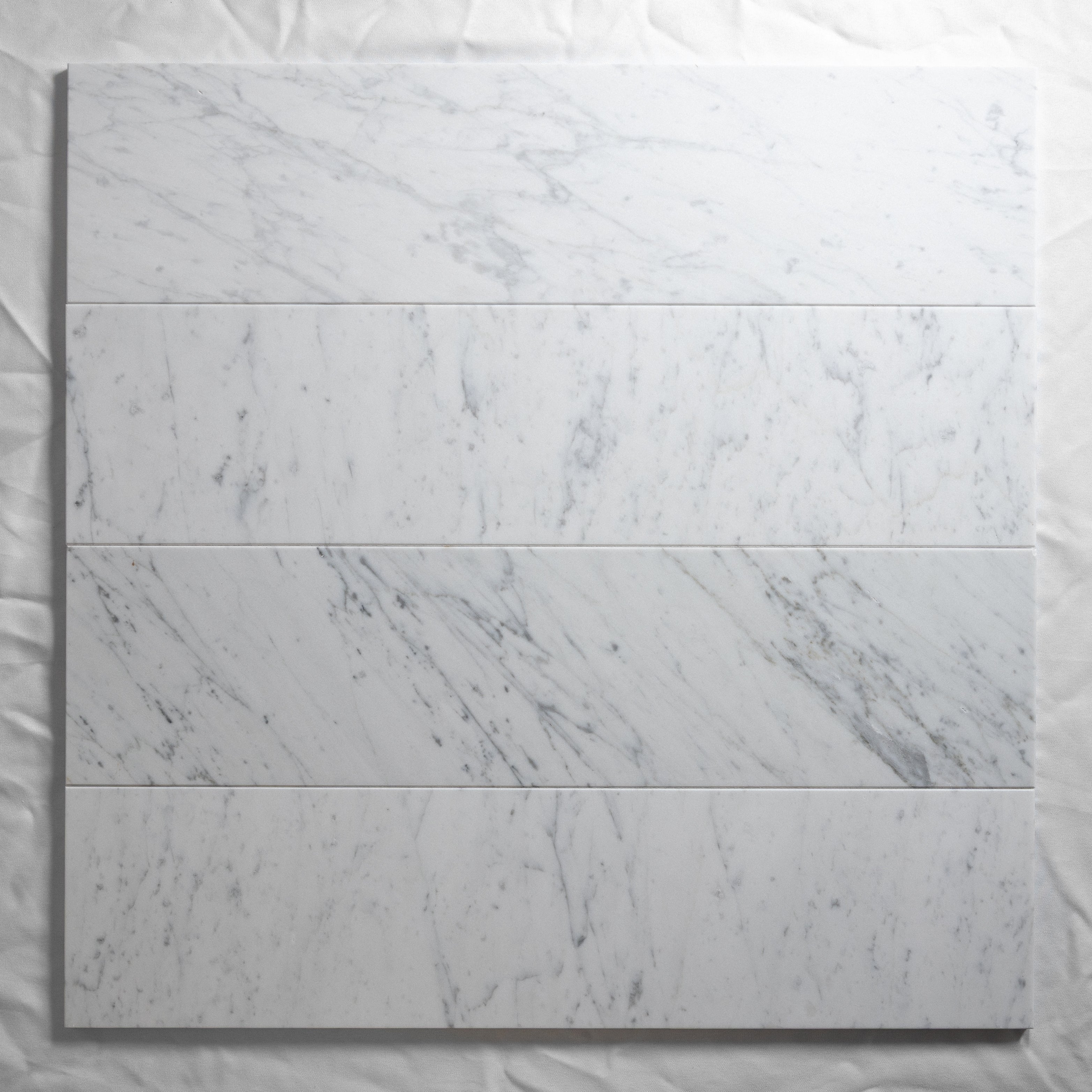 Venatino Carrara 6"x24" Honed Italian white marble tiles