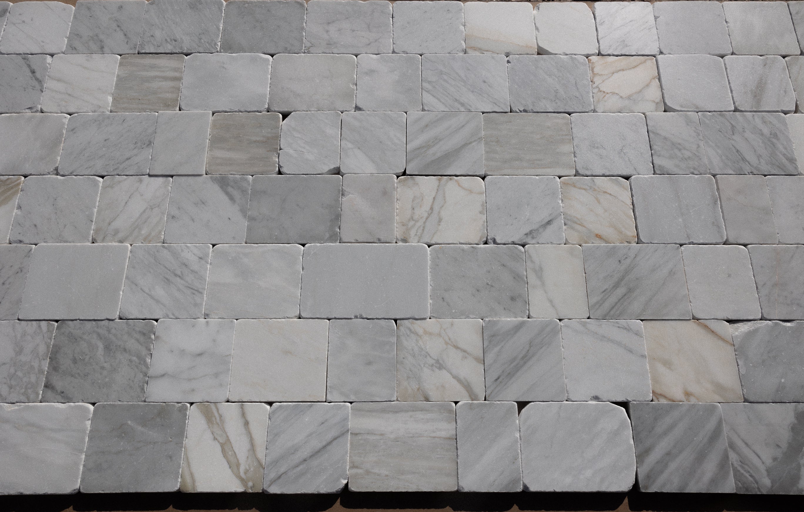 Italian white marble Carrara Cobblestone pavers