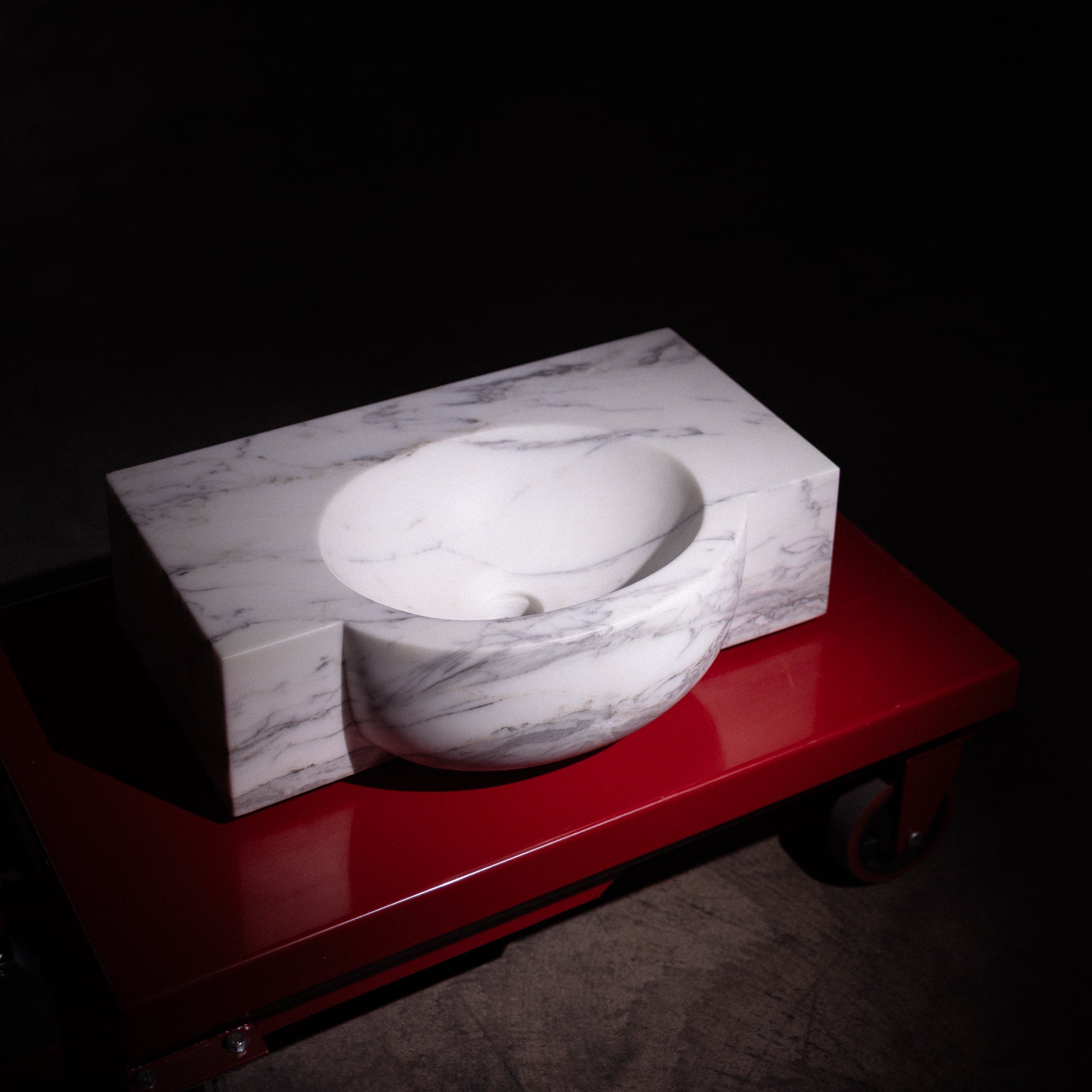 calacatta arabescato marble floating sink
