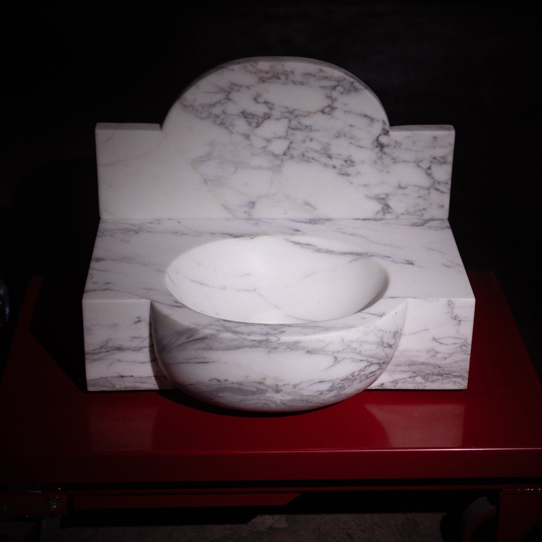 calacatta arabescato marble floating sink