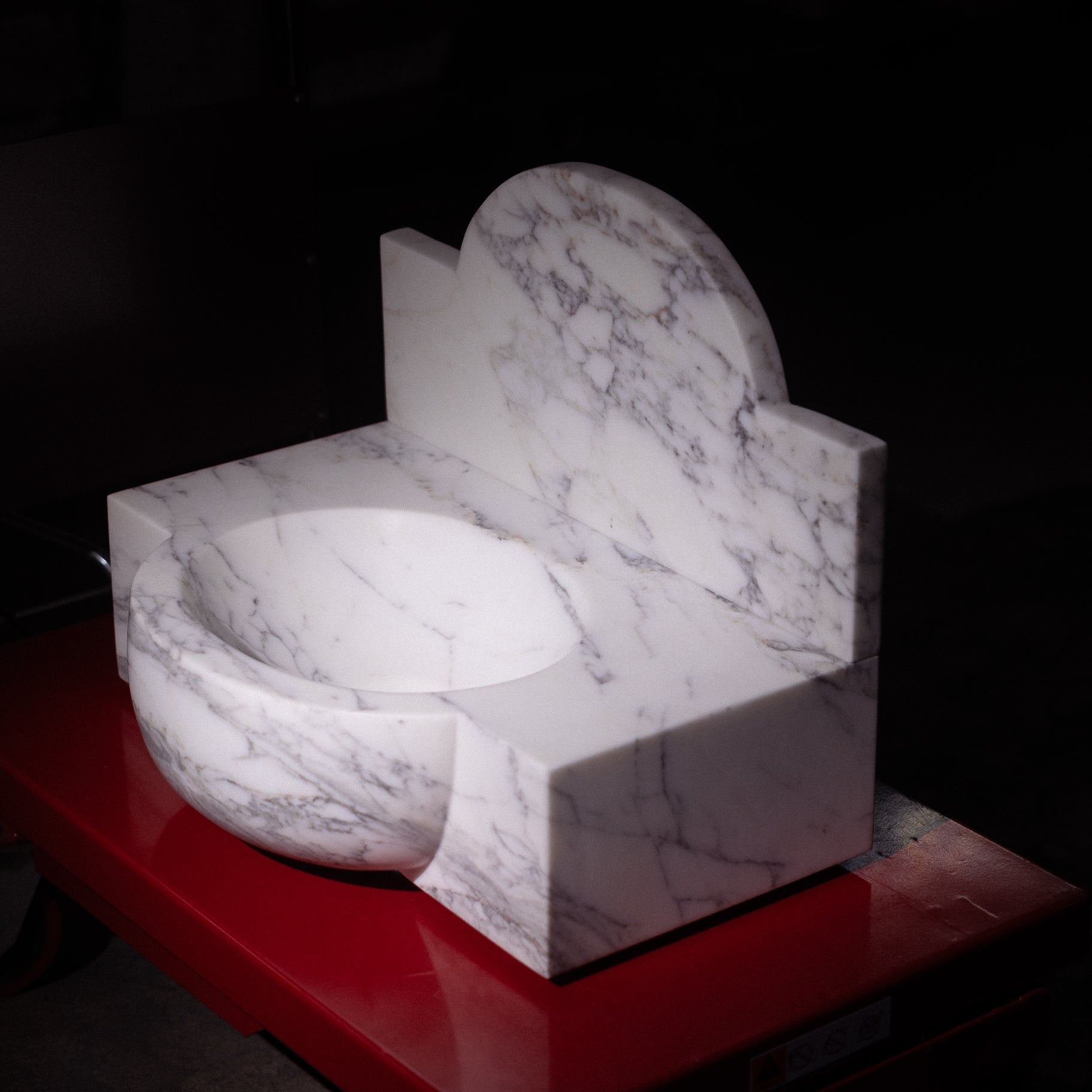 calacatta arabescato marble floating sink