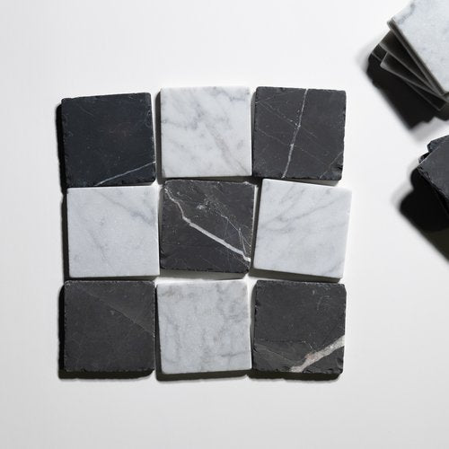Carrara & Nero 4"x4" Black and Soft White Mosaics