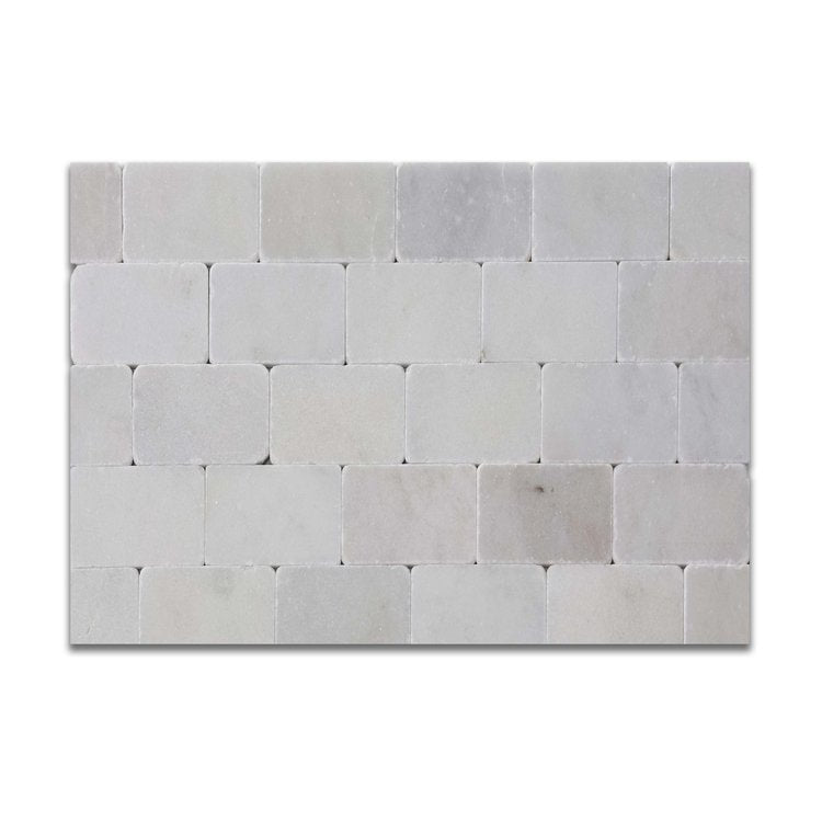 Glacier White Marble Mosaic Tiles 3"x6" Tumbled