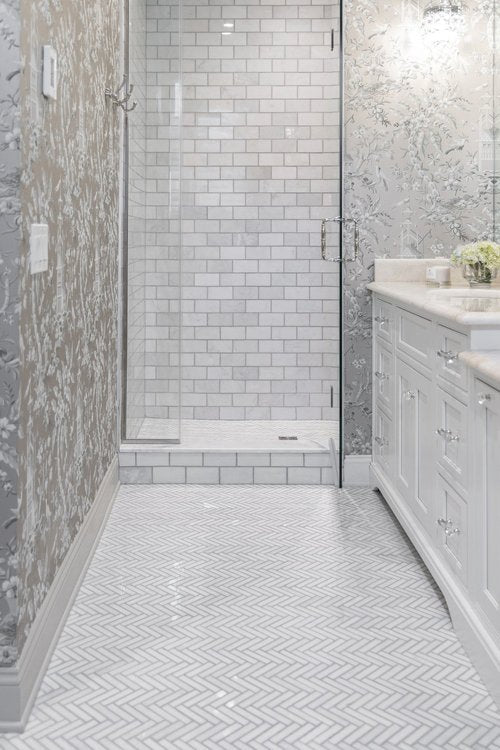 Glacier White Herringbone Mosaic