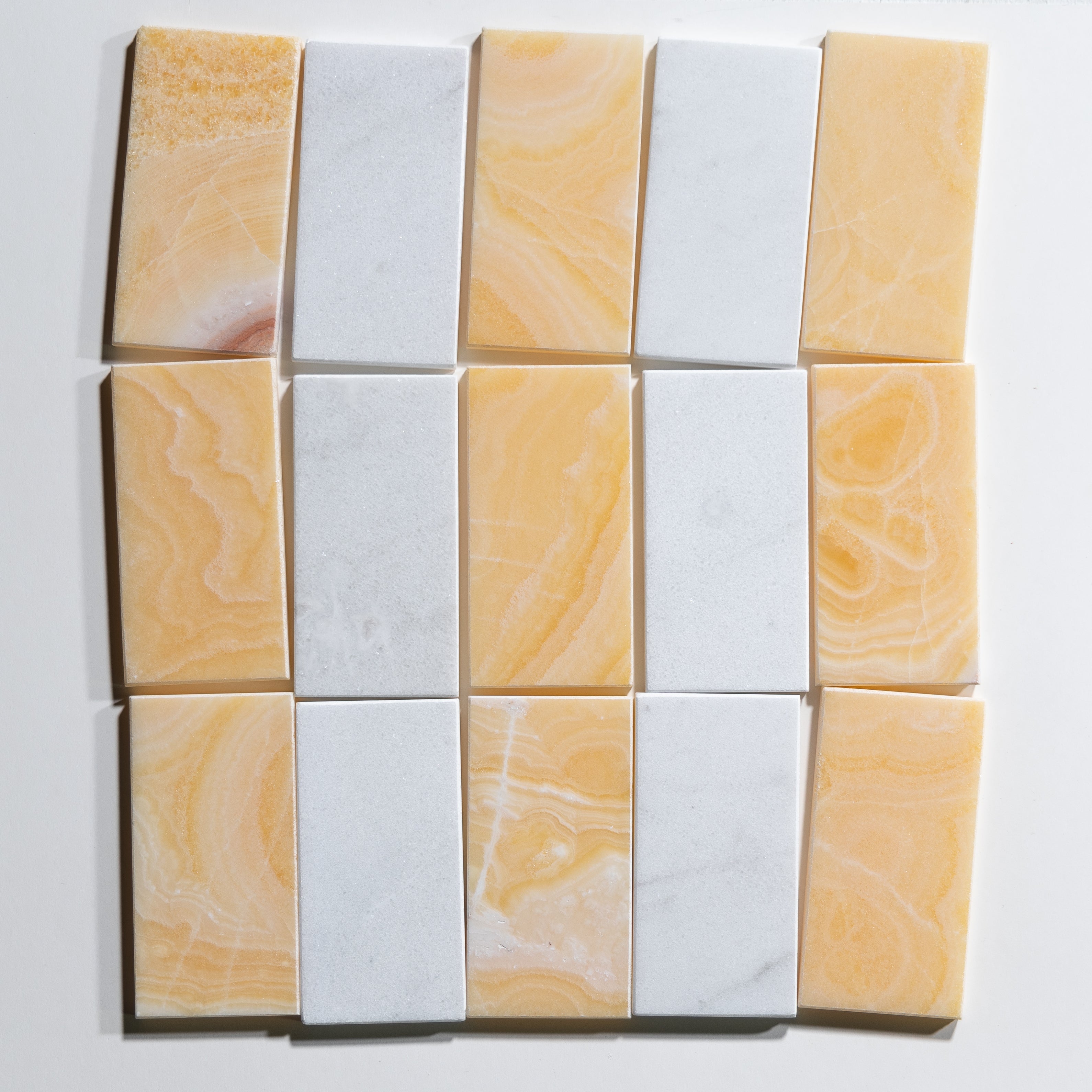 Glacier White & Honey Onyx Marble Tile 3"x6"
