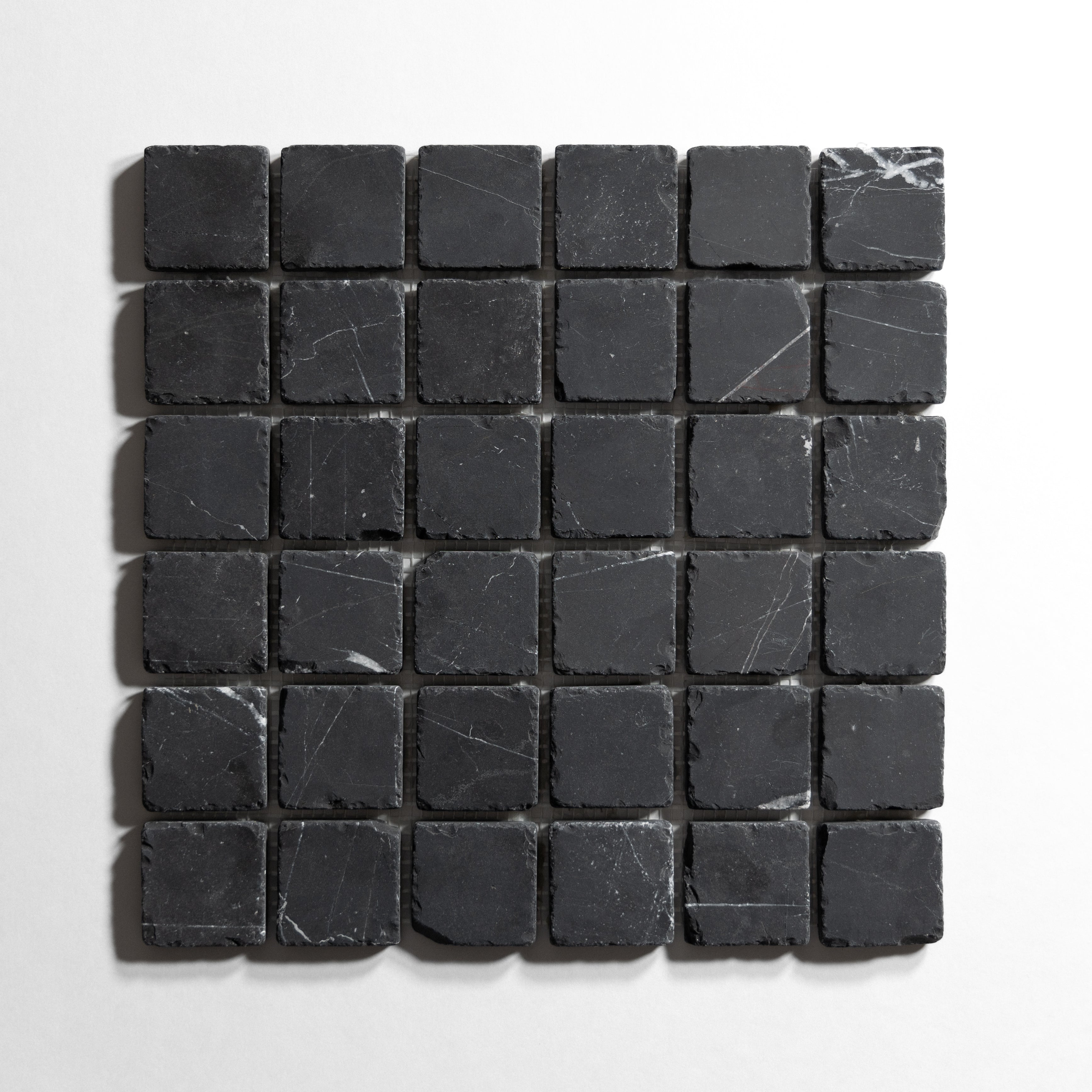 Nero St. Gabriel 2"x2" Tumbled Black Marble Mosaics Tiles