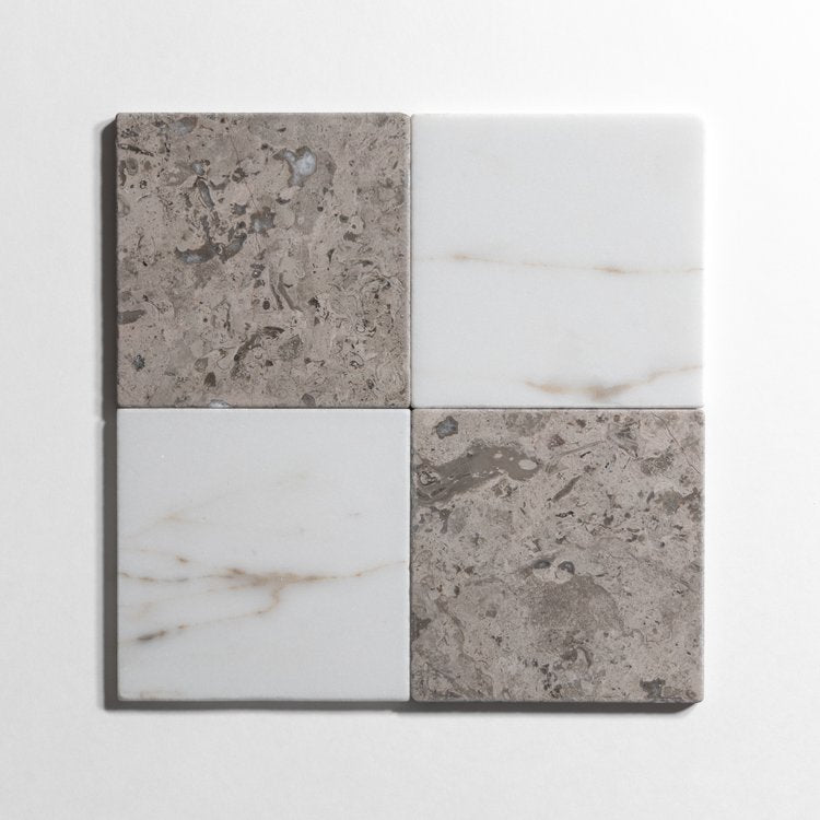 Sage Gray Checkered Marble Wall Tile