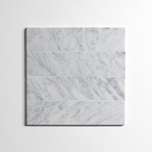 White Venatino Carrara 3" x 12" Marble