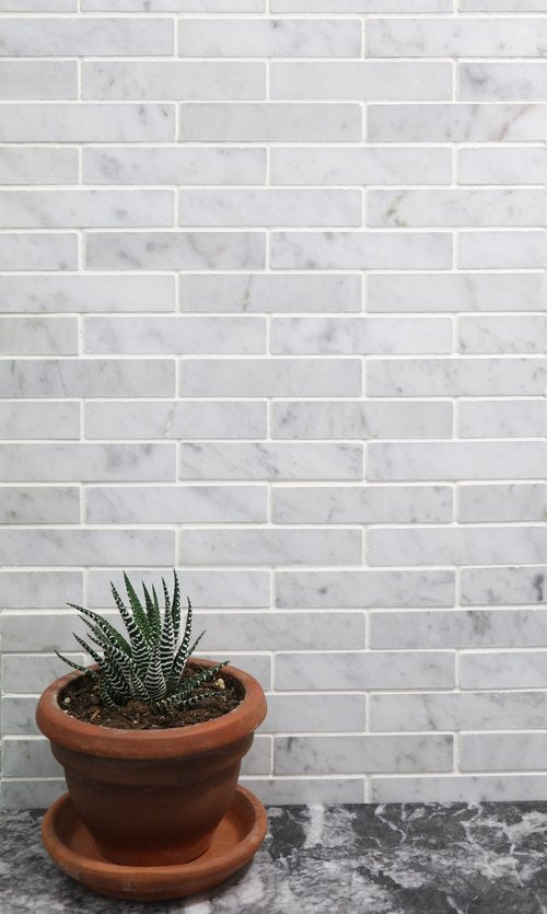 Venatino Carrara Mini Brick Marble Tile