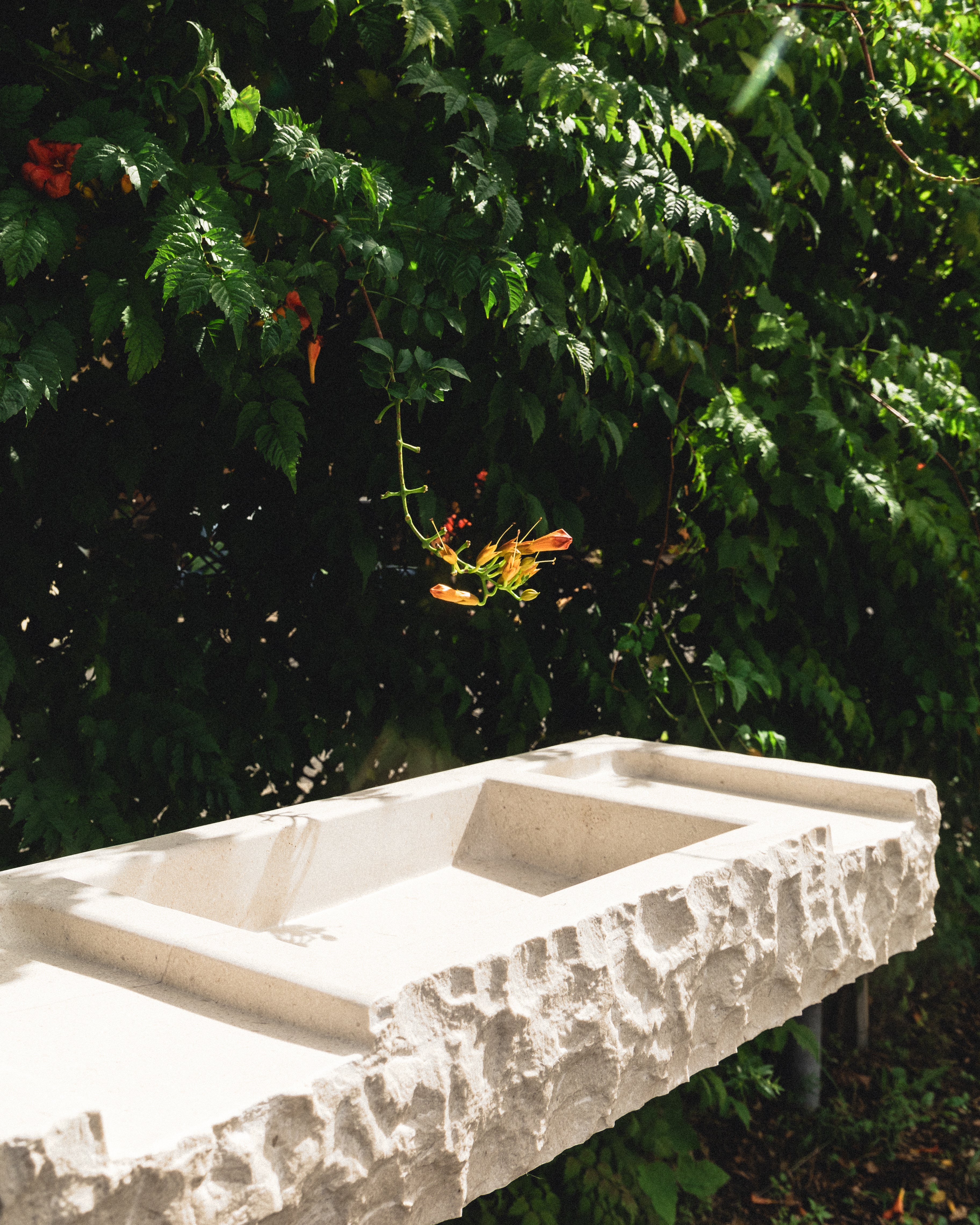Chiseled marble tiles