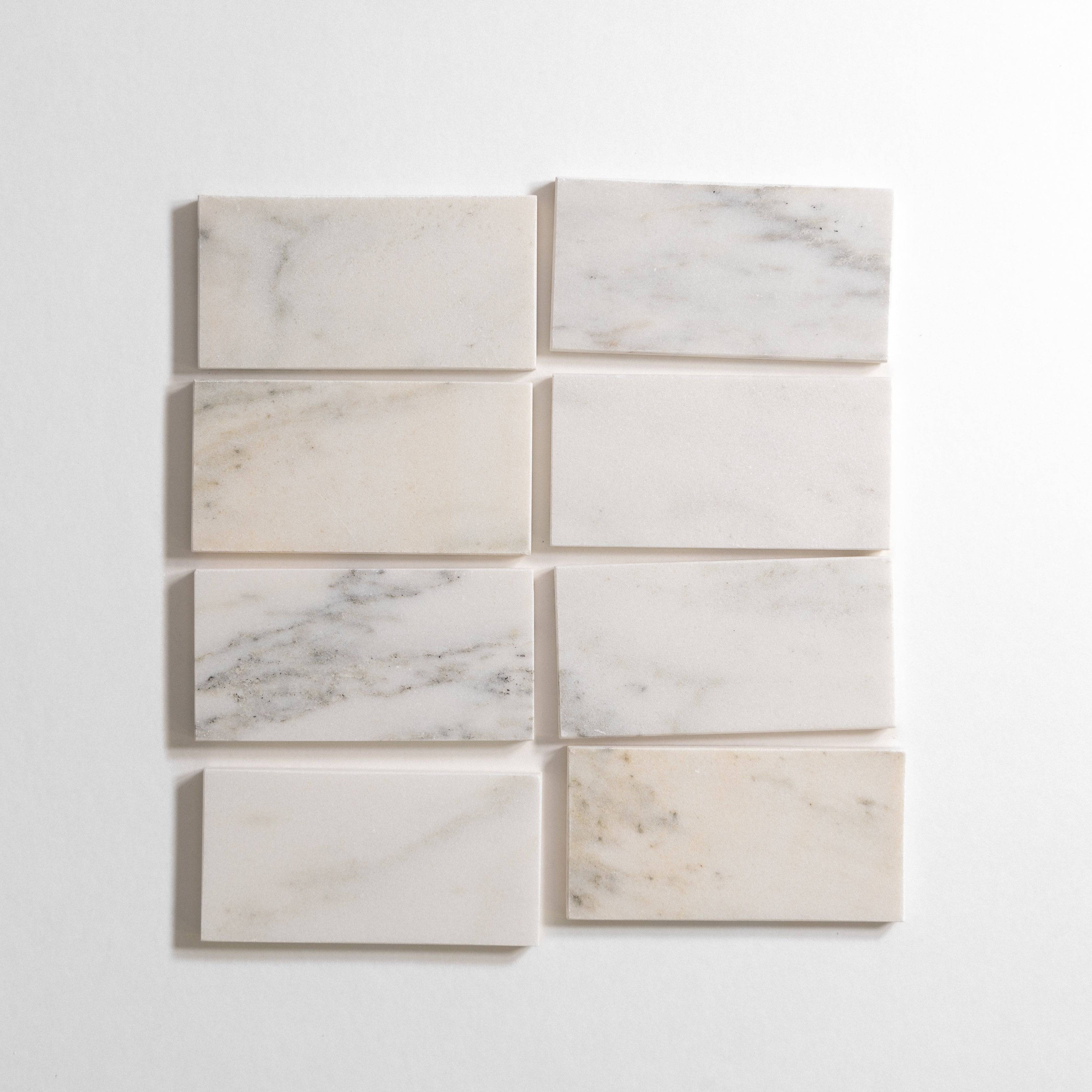 Alabama Scuro White Marble Subway Tile