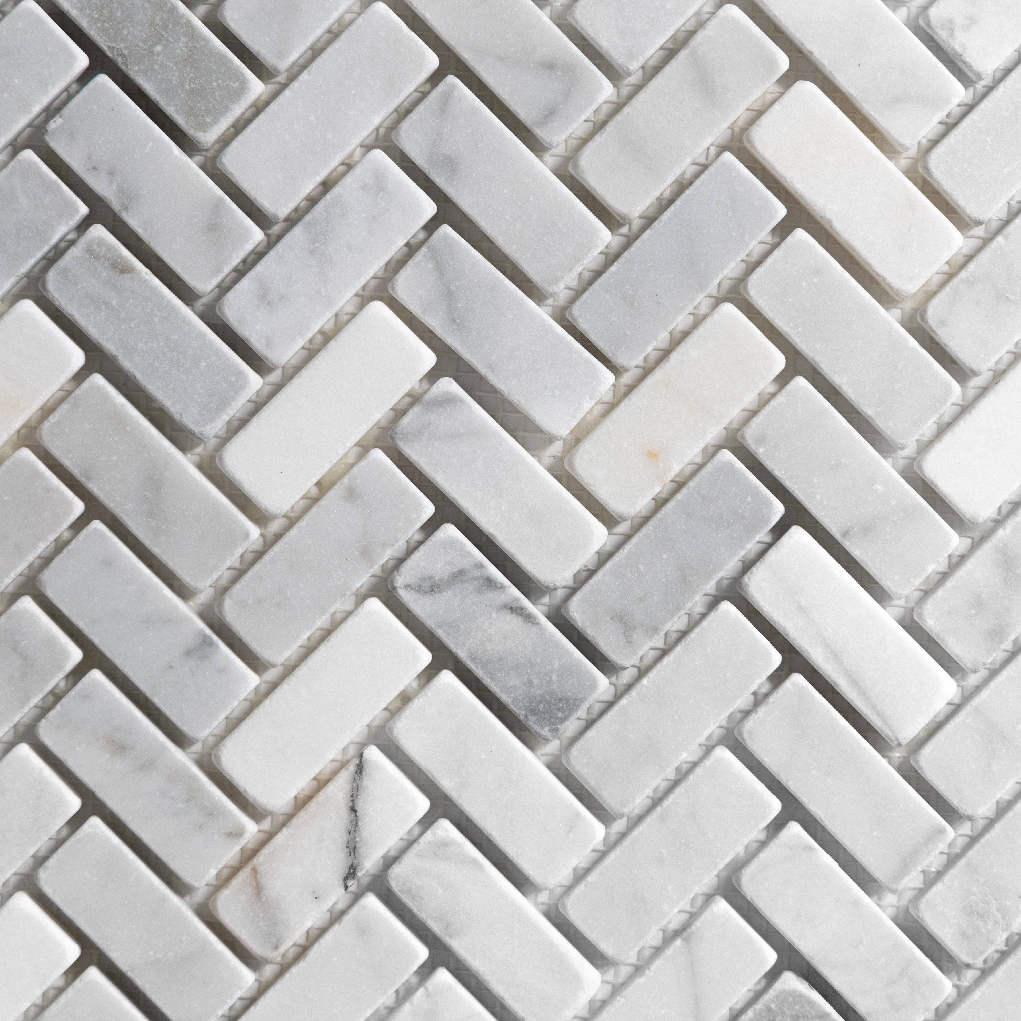 Antique Carrara Mini Herringbone - Castelli Marble