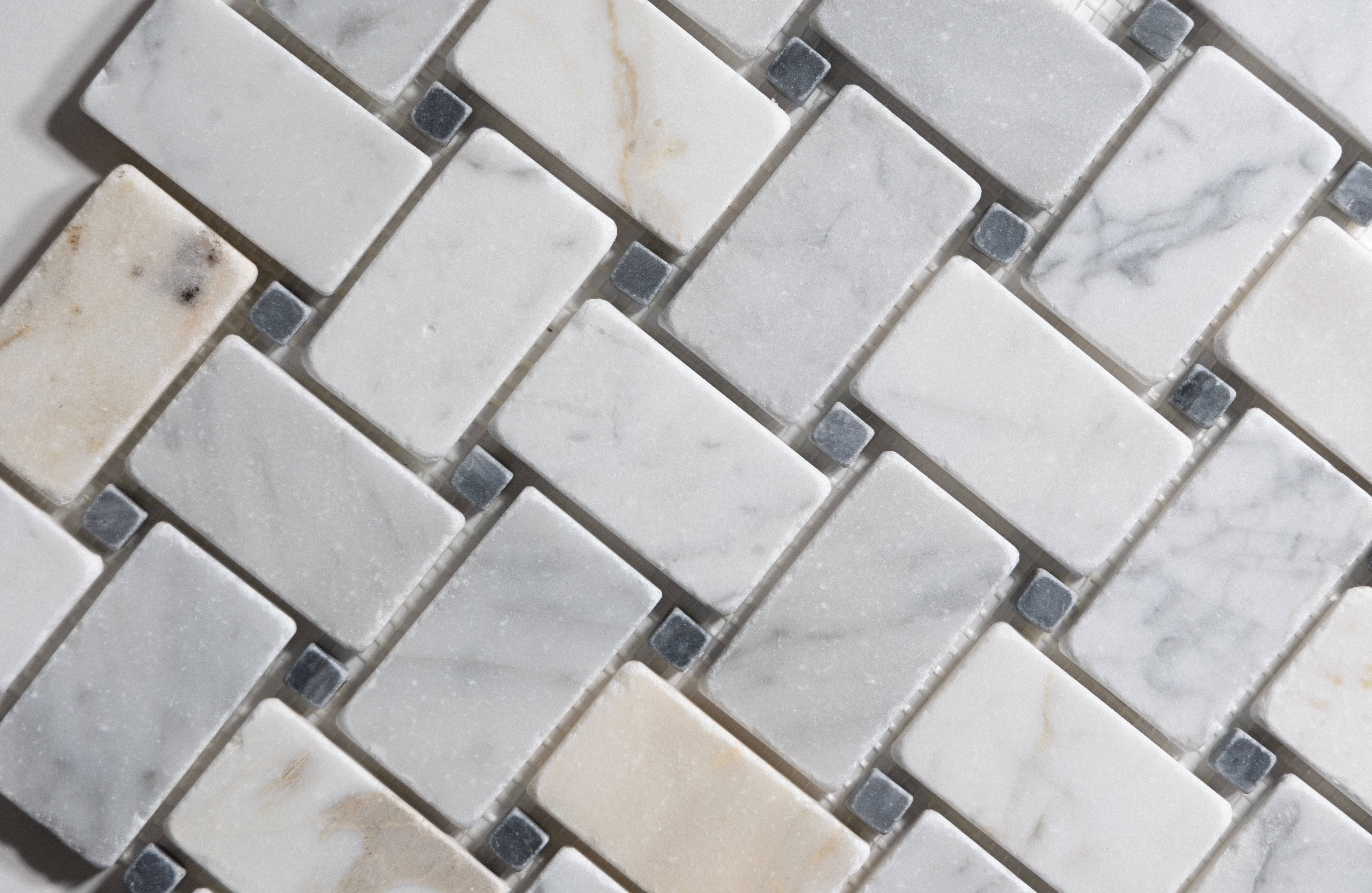 Antique Carrara Basket Weave Mosaic - Castelli Marble