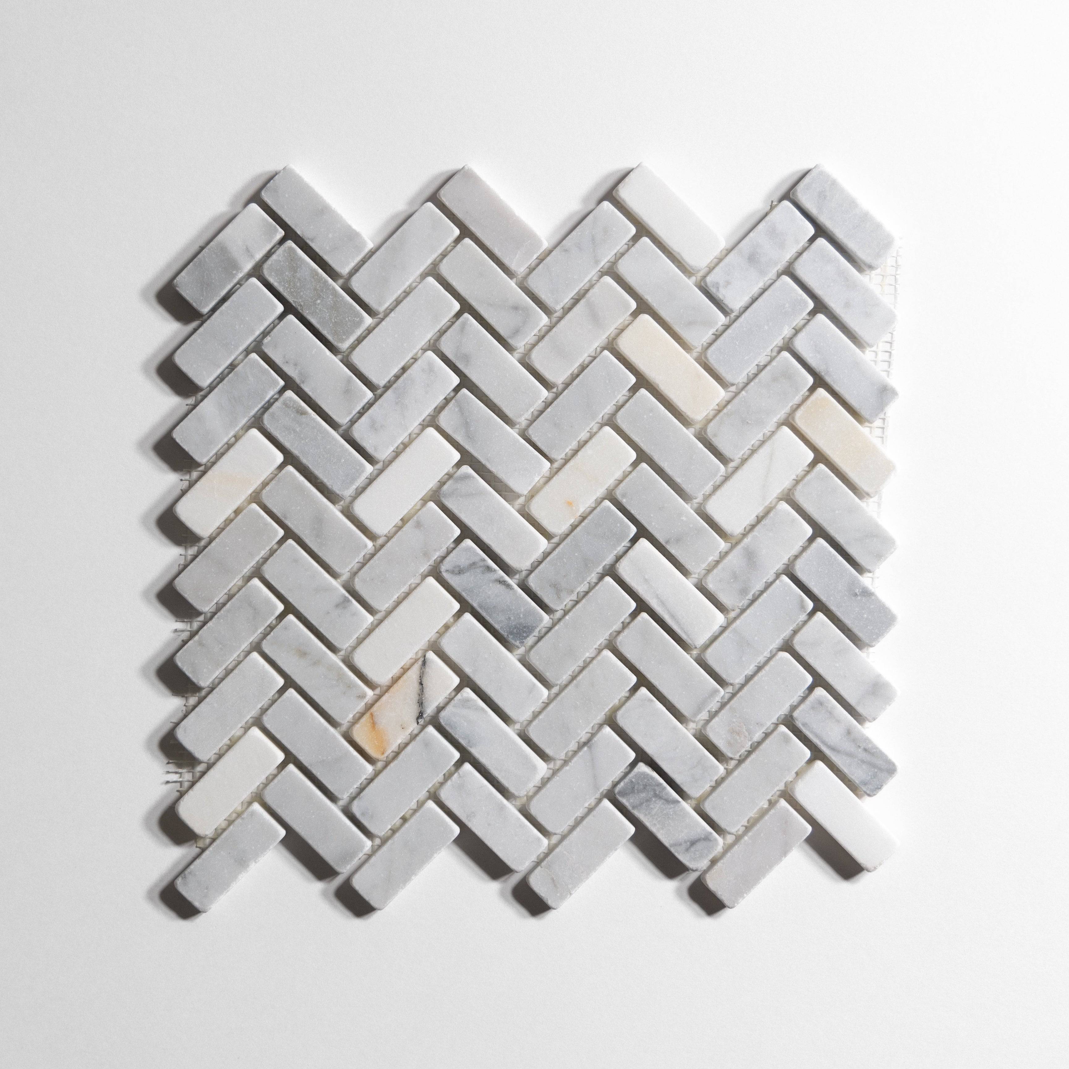 Antique Carrara Mini Herringbone - Castelli Marble