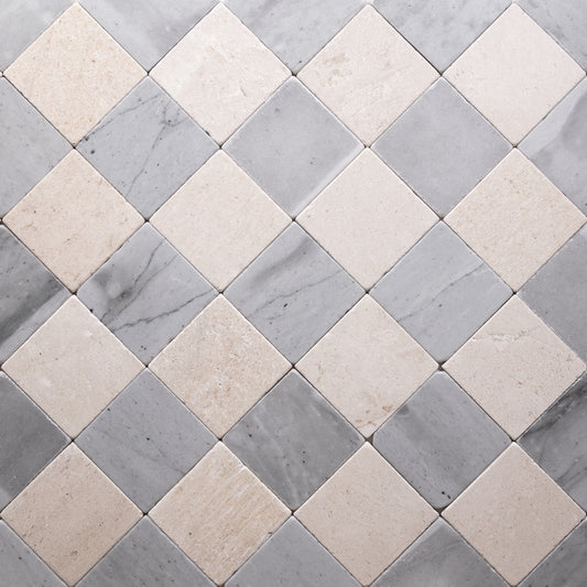 Aspen Gray & Sierra Limestone 4"x4" Tumbled