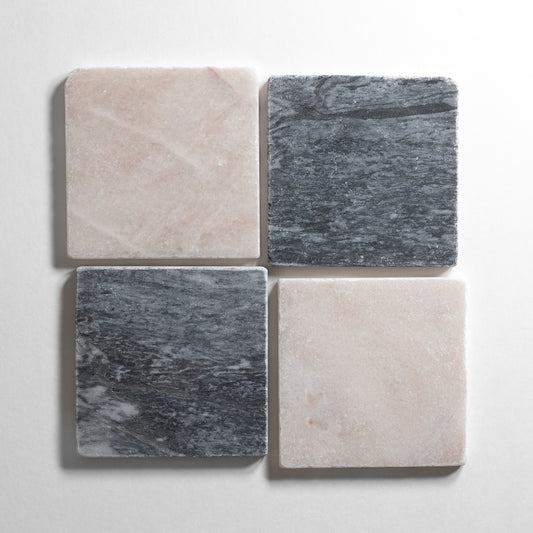 Bardiglio Linear & Rosa White 6"x6" Tumbled