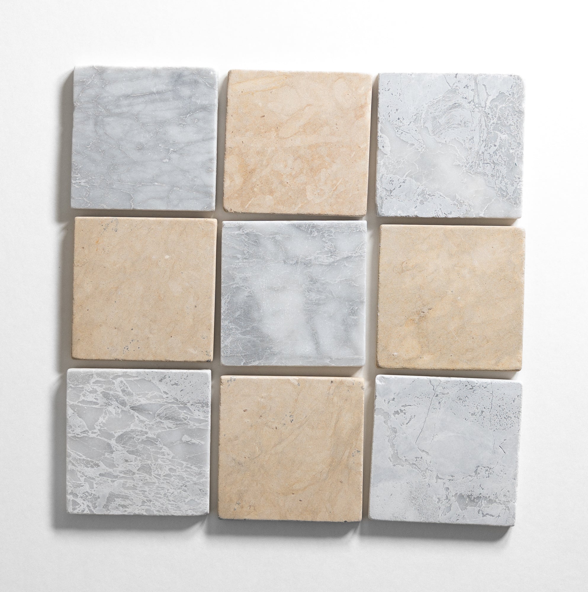 Bardiglio Lite & Thala Beige 4"x4" Tumbled