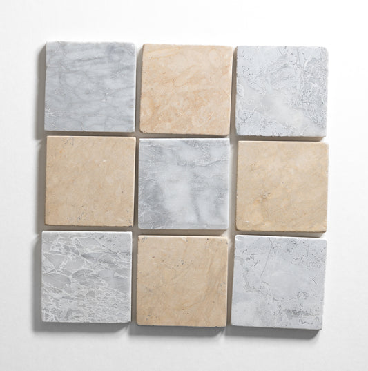 Bardiglio Lite & Thala Beige 4"x4" Tumbled