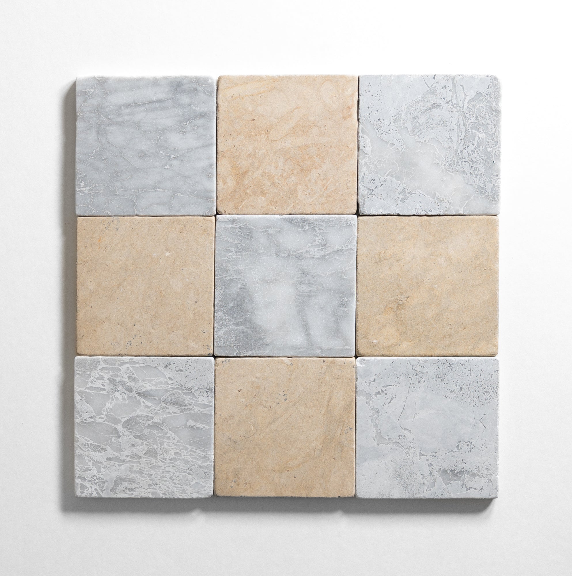 Bardiglio Lite & Thala Beige 4"x4" Tumbled
