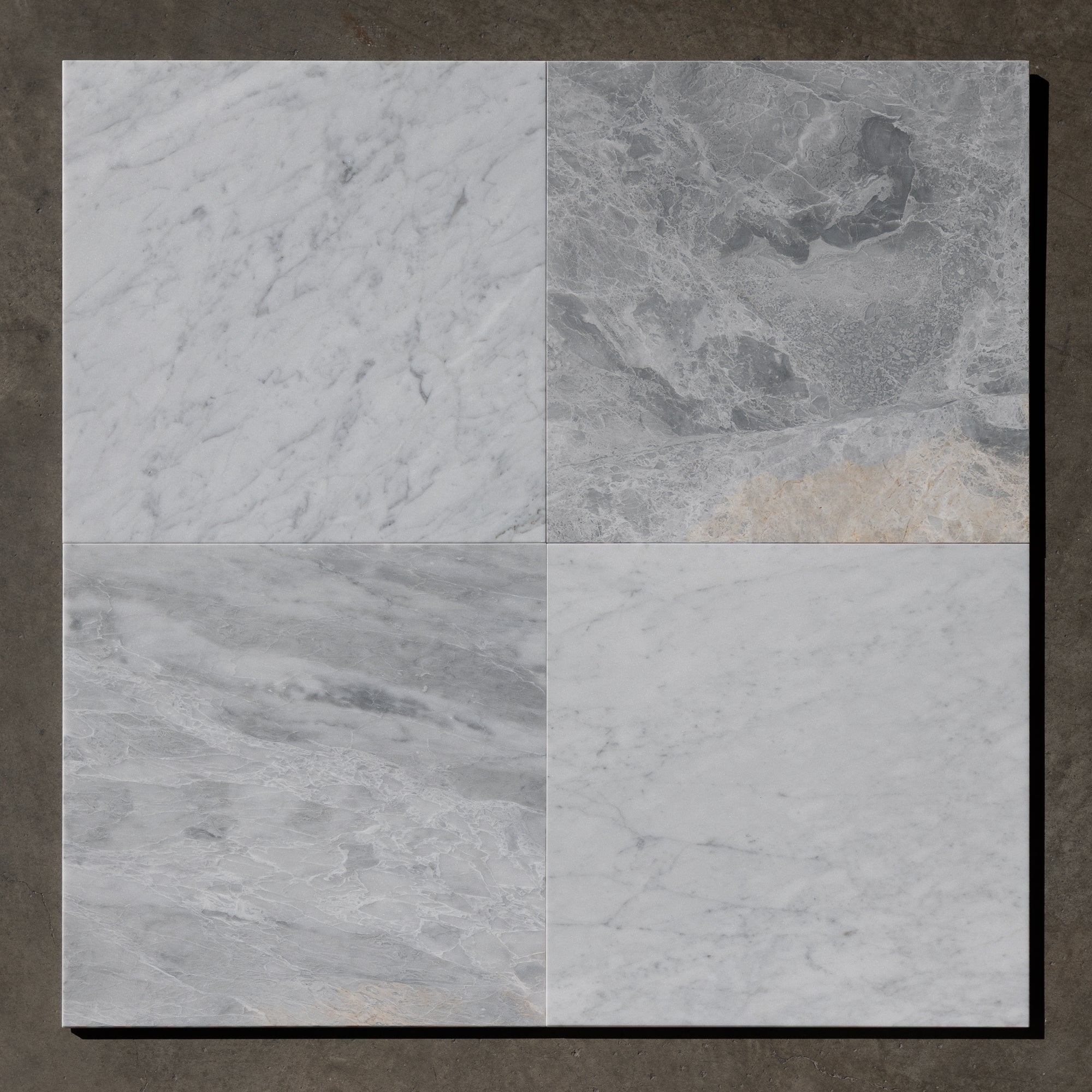 Bardiglio Oro &amp; Venatino Carrara 18"x18" Italian marble checkered floor