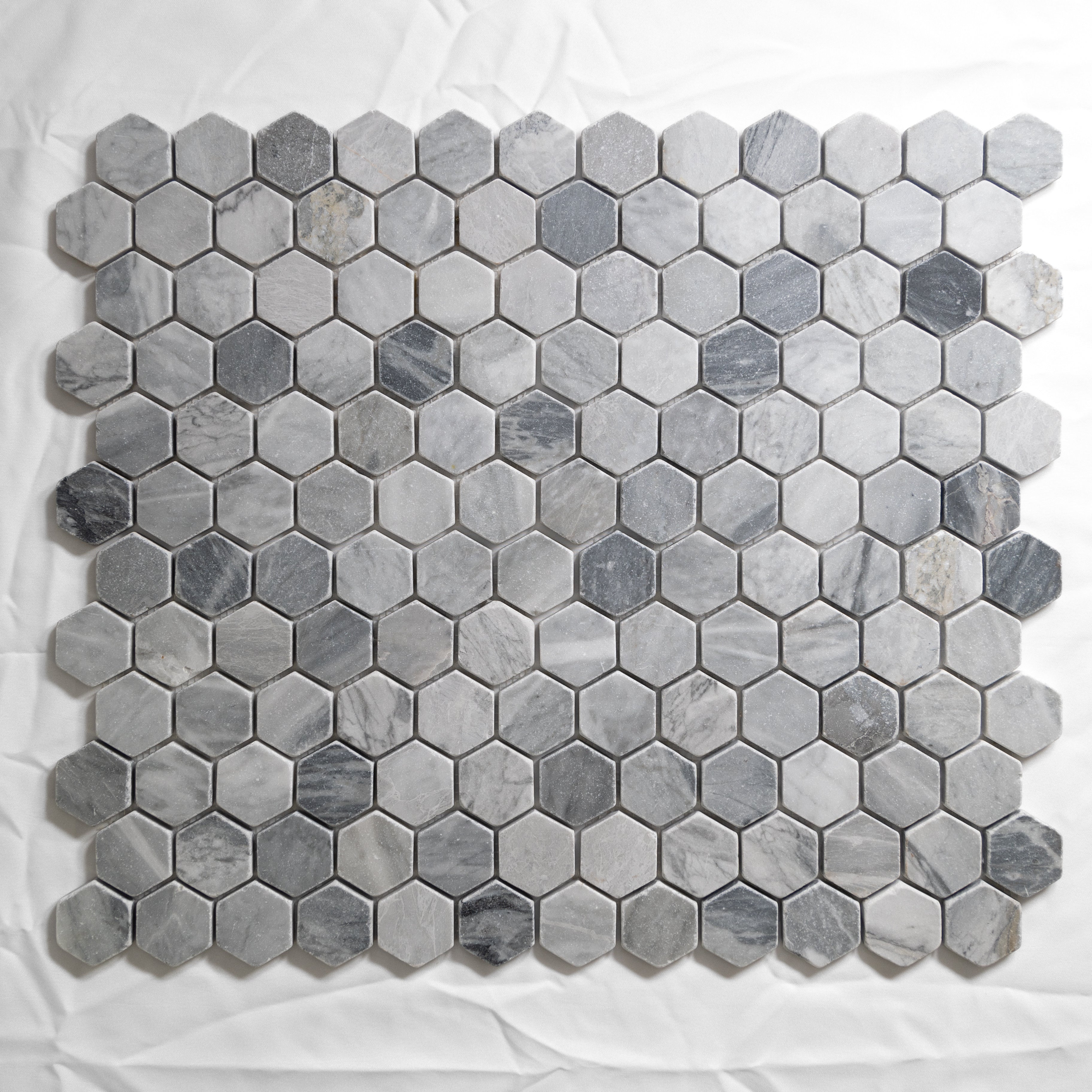 Bardiglio 2" Hexagon Tumbled Mosaic