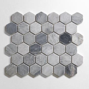 White #7 & Nero St. Gabriel  4"x4" Checkered Tumbled Marble
