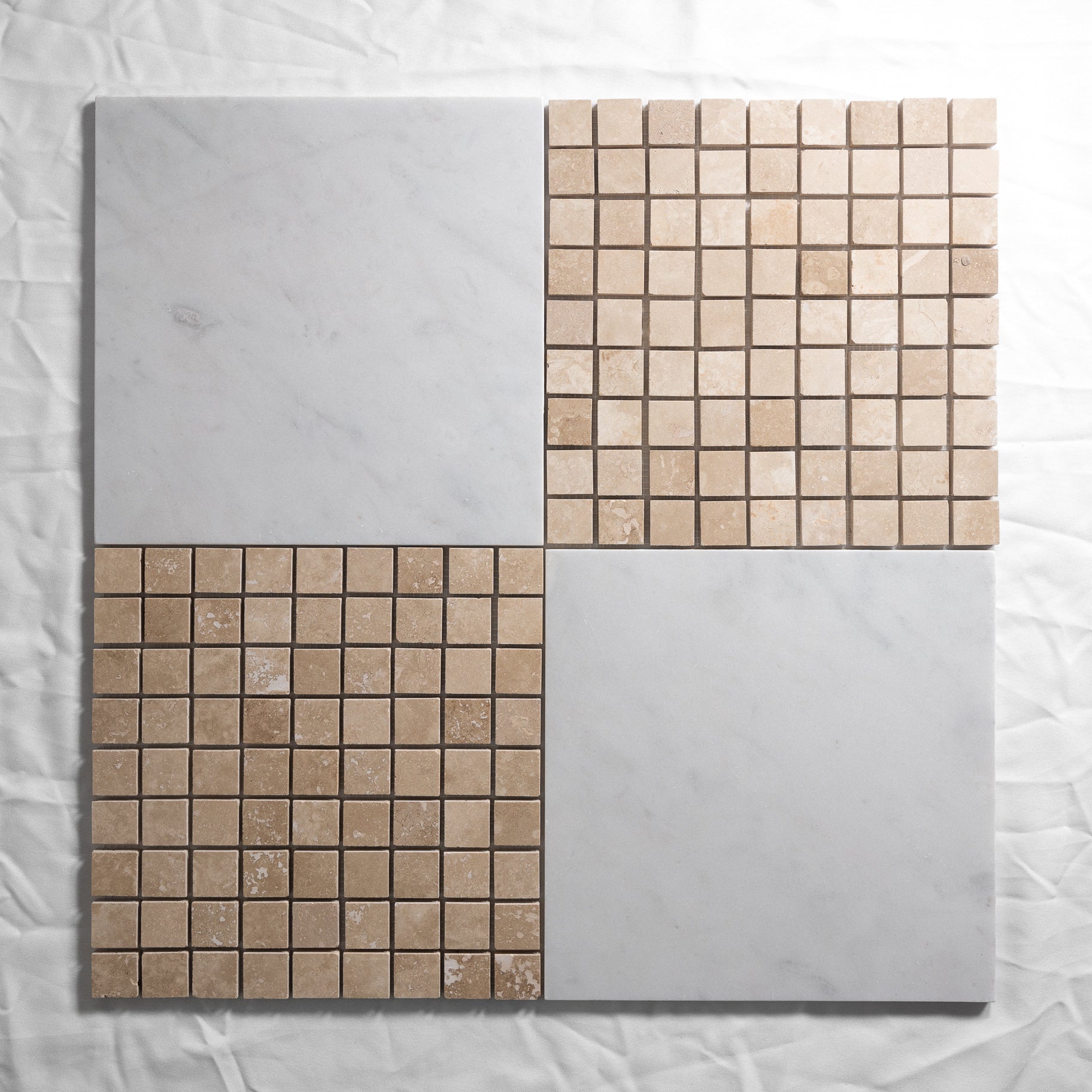 beige limestone & white marble checkered floor 
