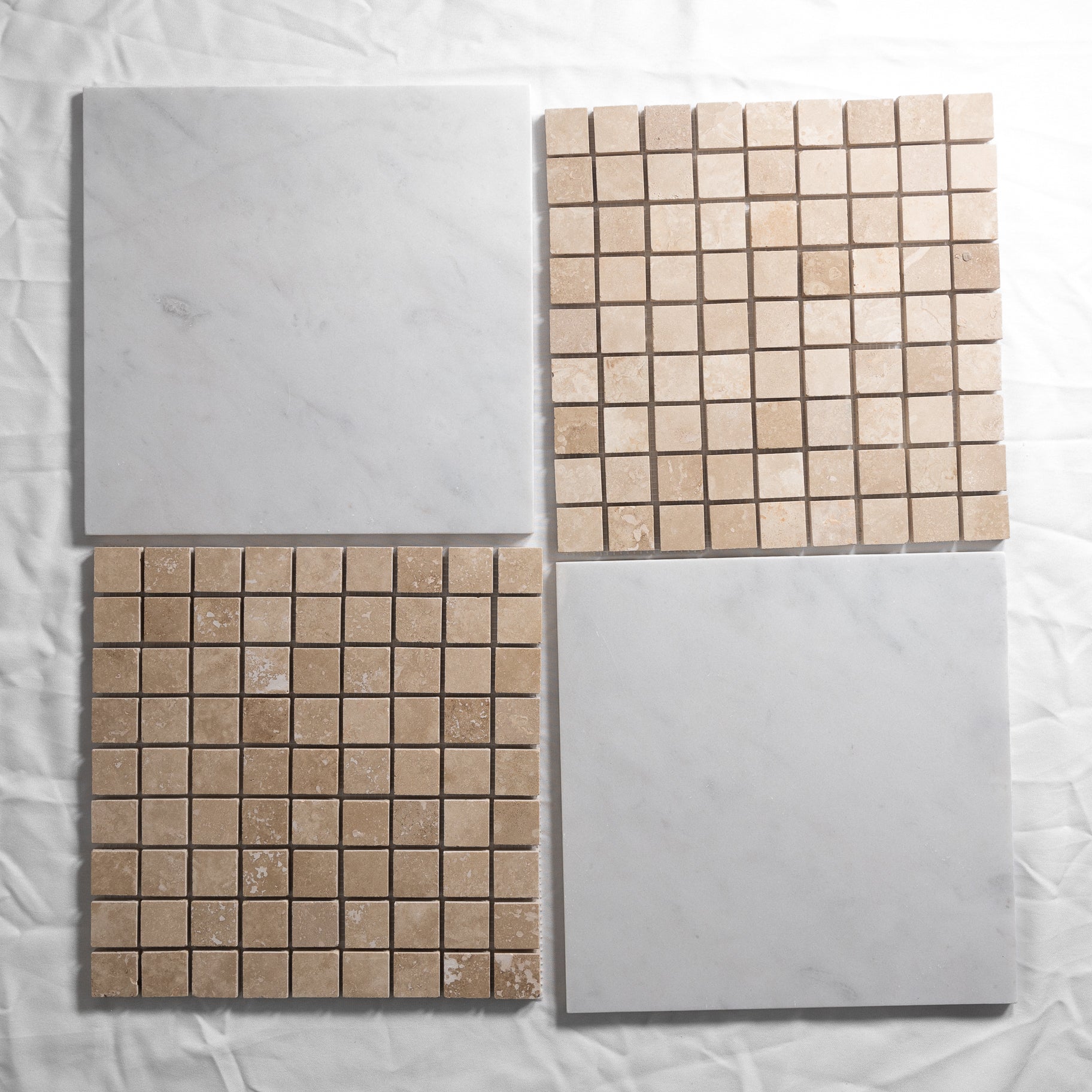 beige limestone & white marble checkered floor 