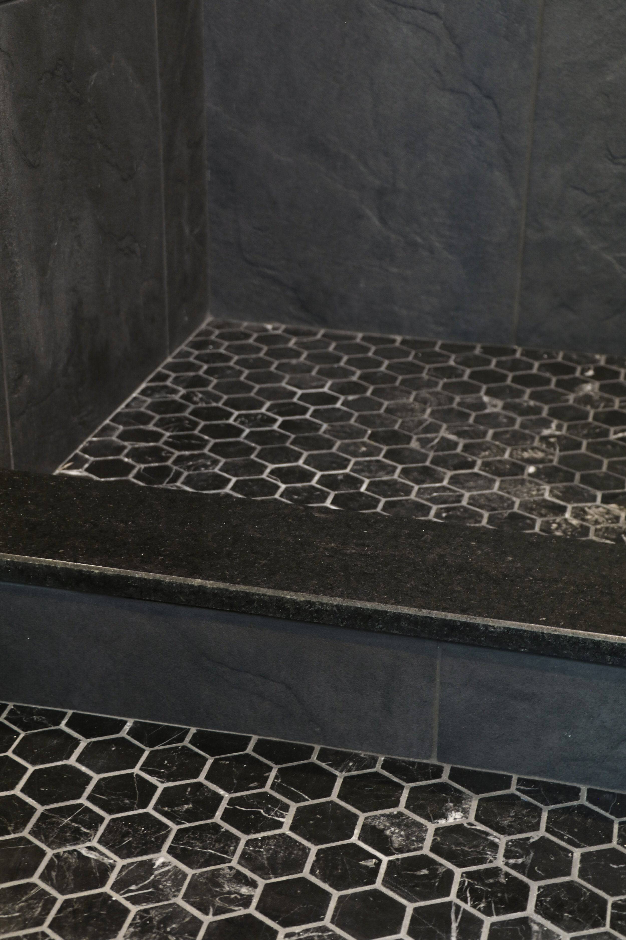 Black Granite Curb Marble Shelf for Bathroom