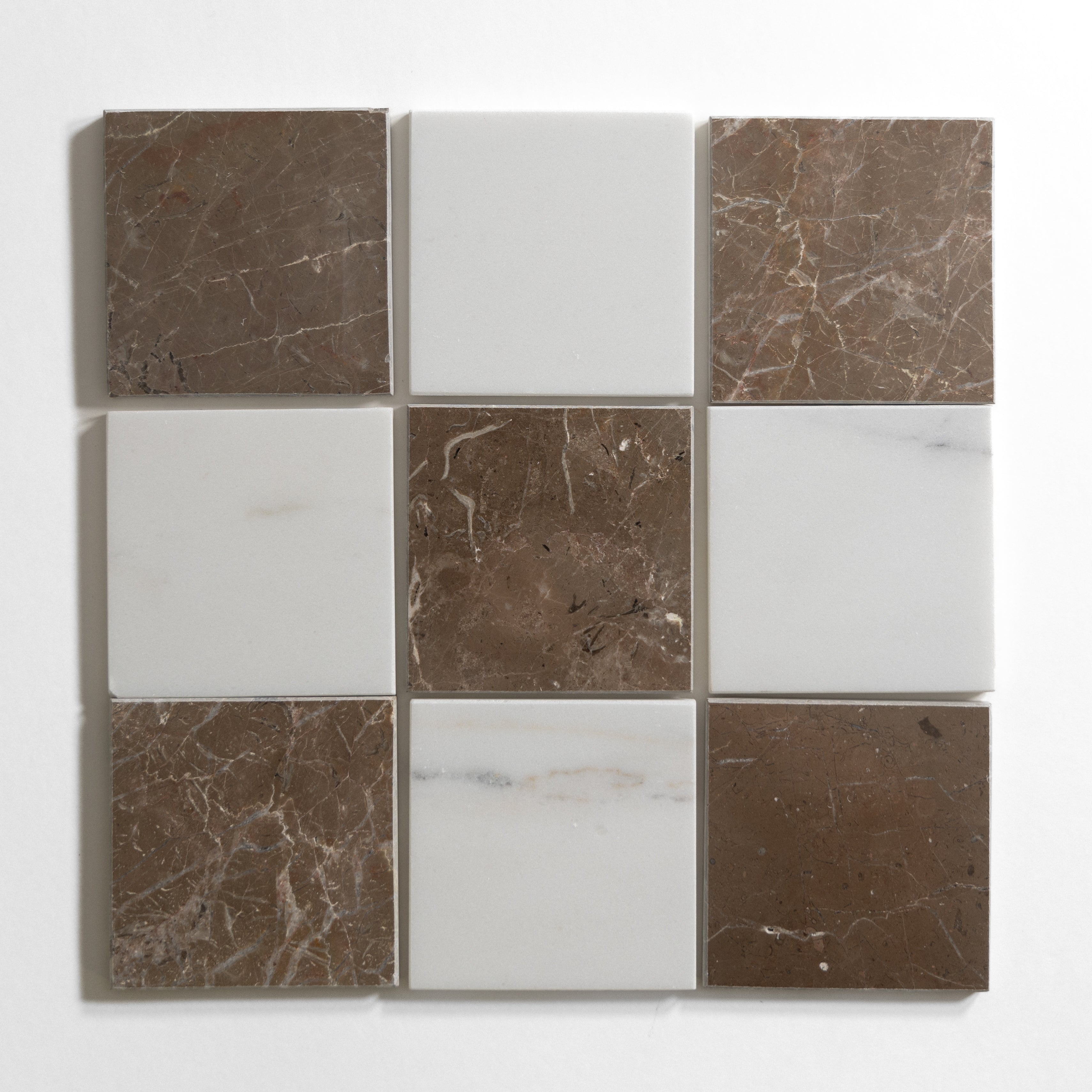 brown & white checkered marble tile 