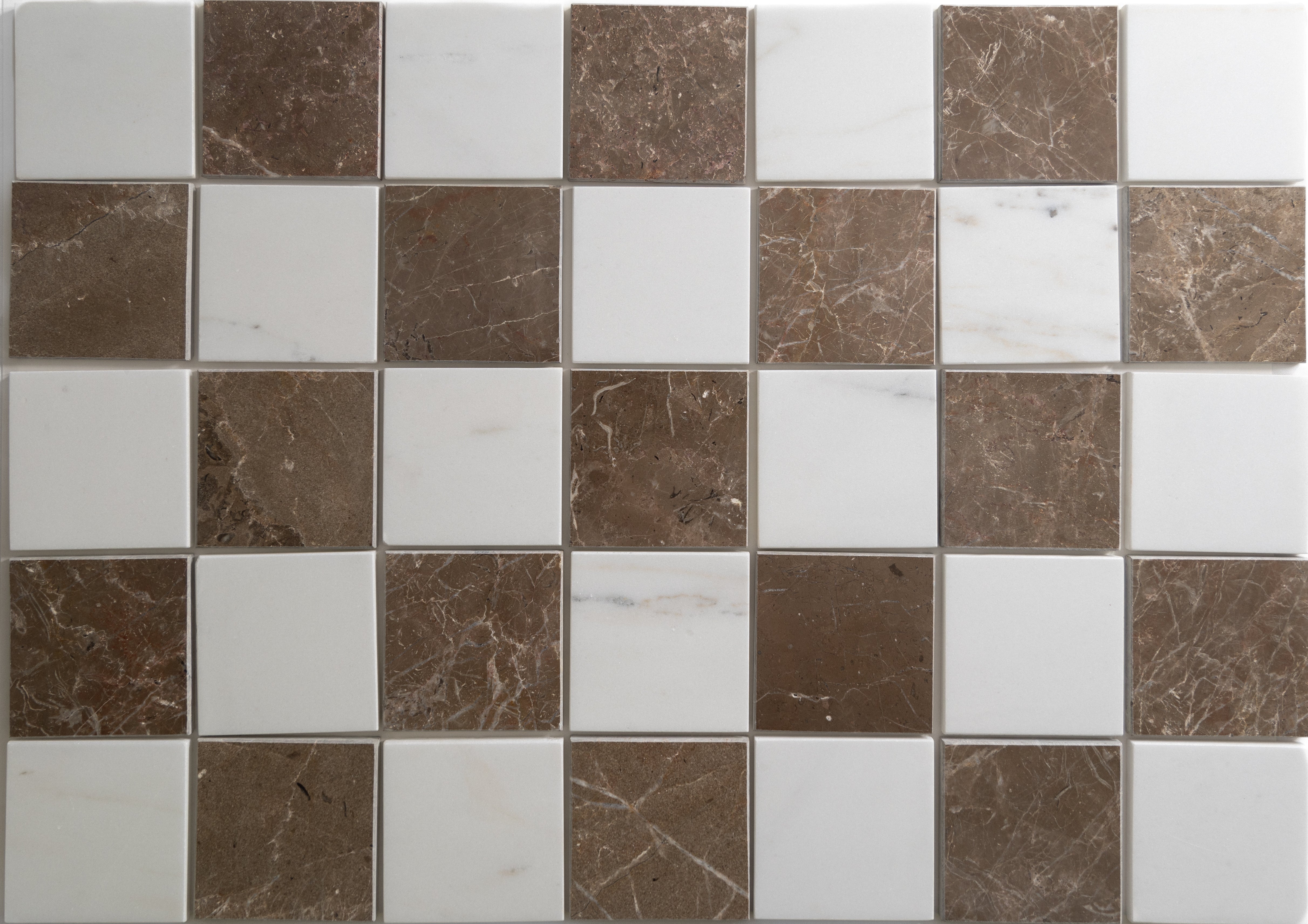 brown & white checkered marble tile