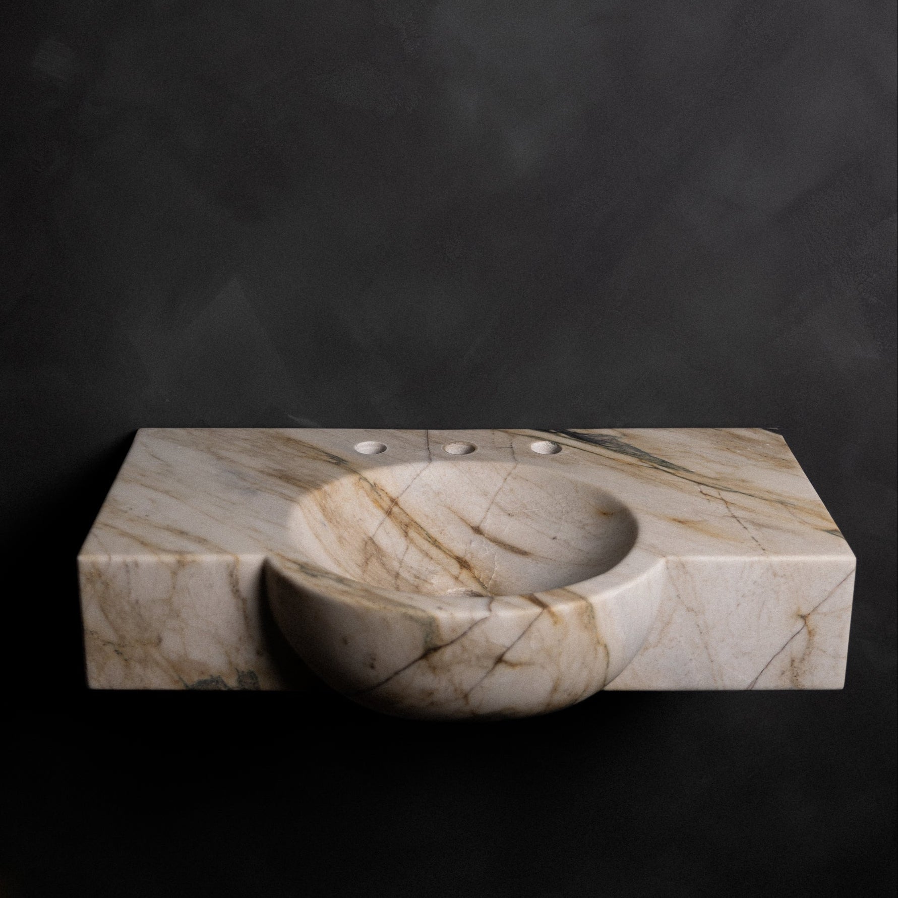 Calacatta Macchia Vecchia floating marble sink