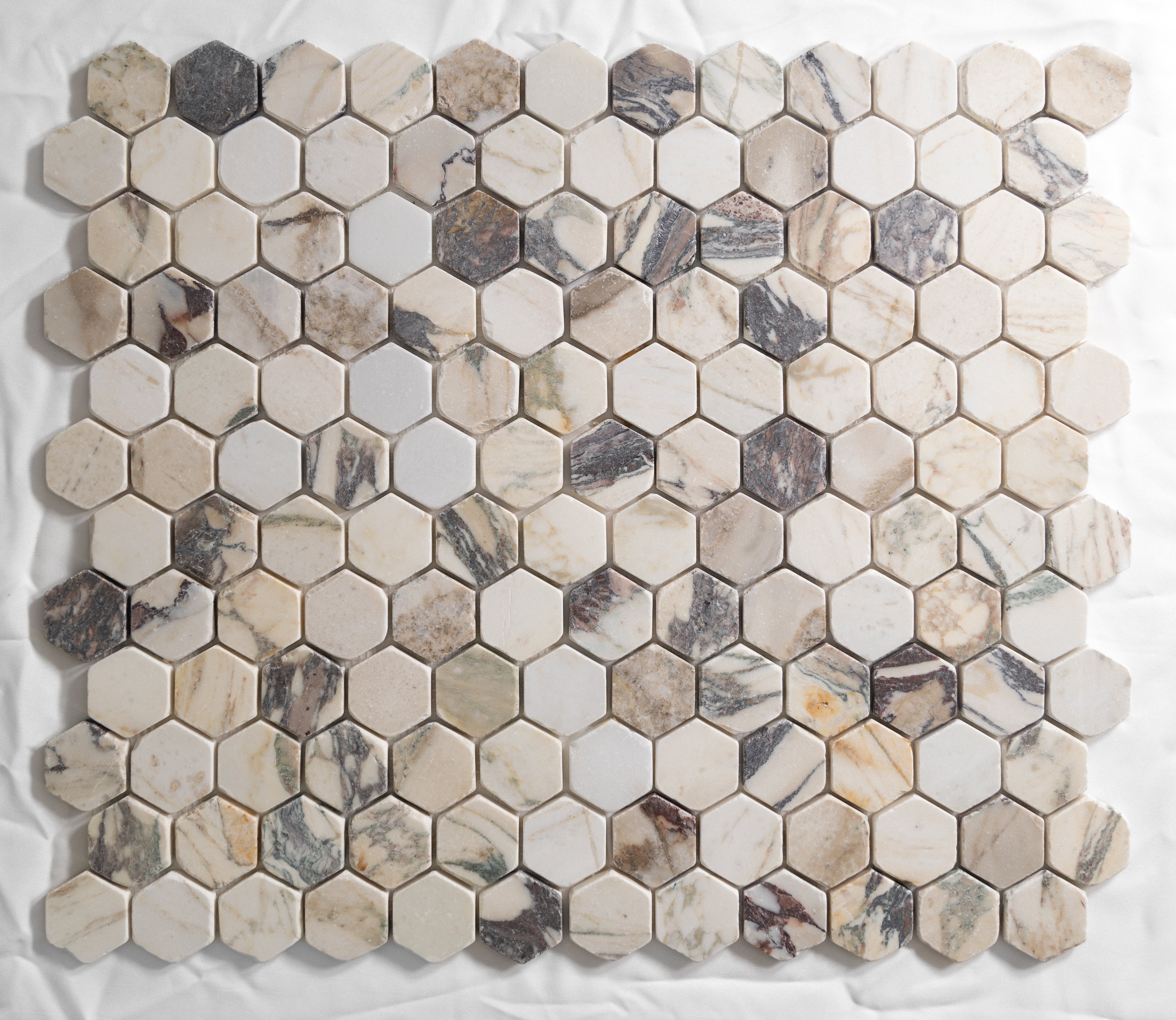 Calacatta Viola Tumbled 2" Hexagon - Castelli Marble