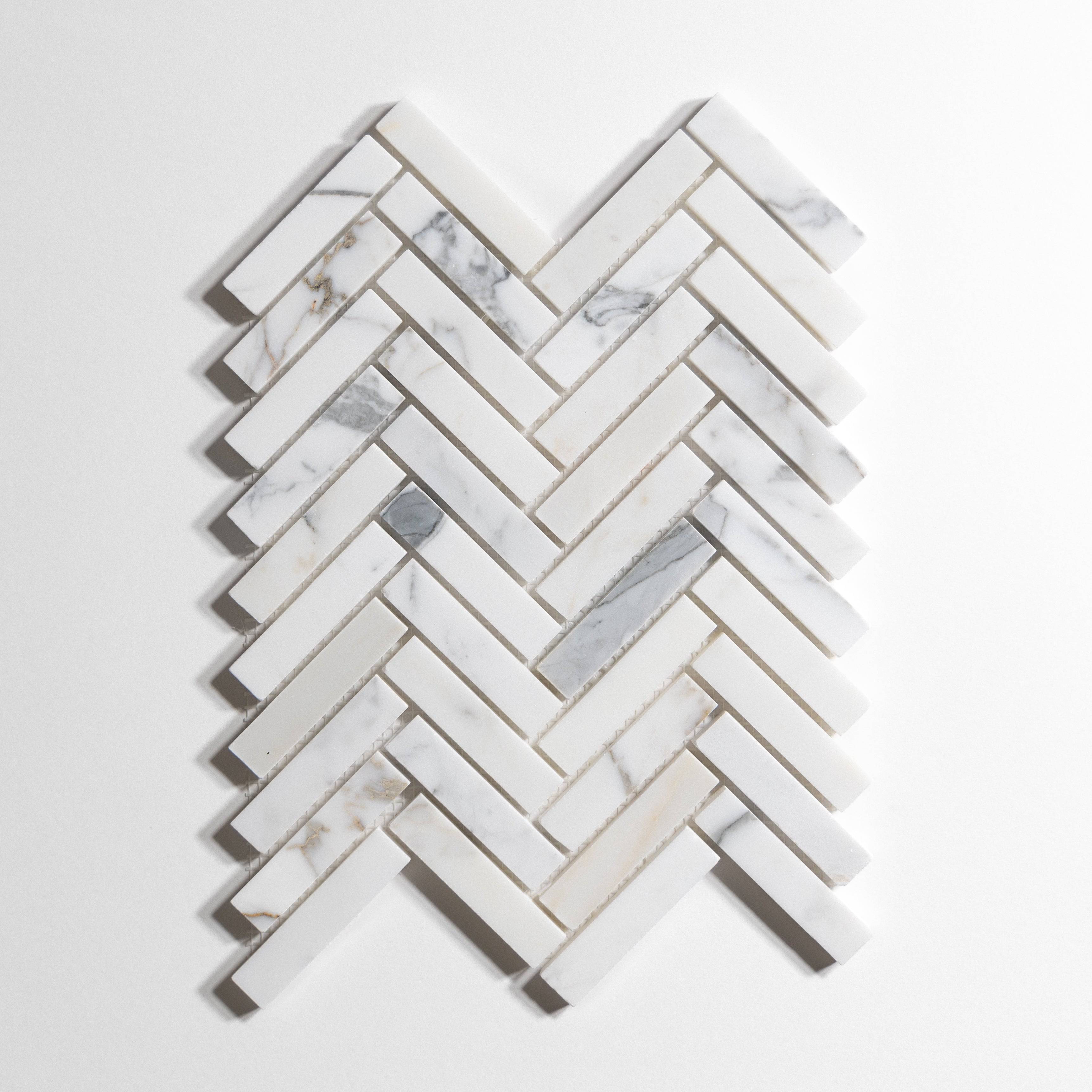 Calacatta Herringbone Mosaics Tile