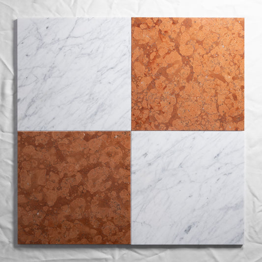 Rosso Verona & Carrara 12"x12"